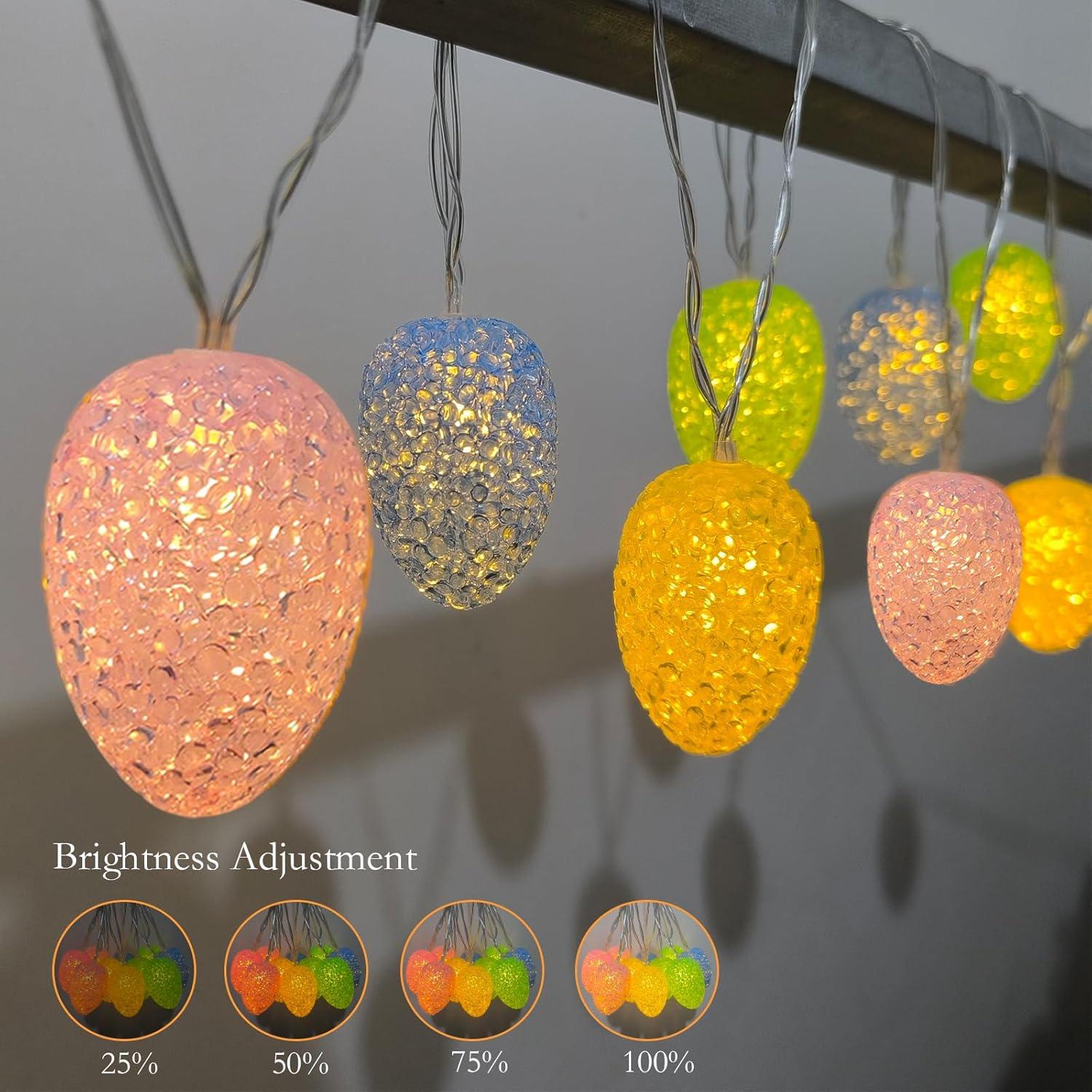 Luces de Cuerda de Pascua LED 10 Huevos Multicolor 2.07m