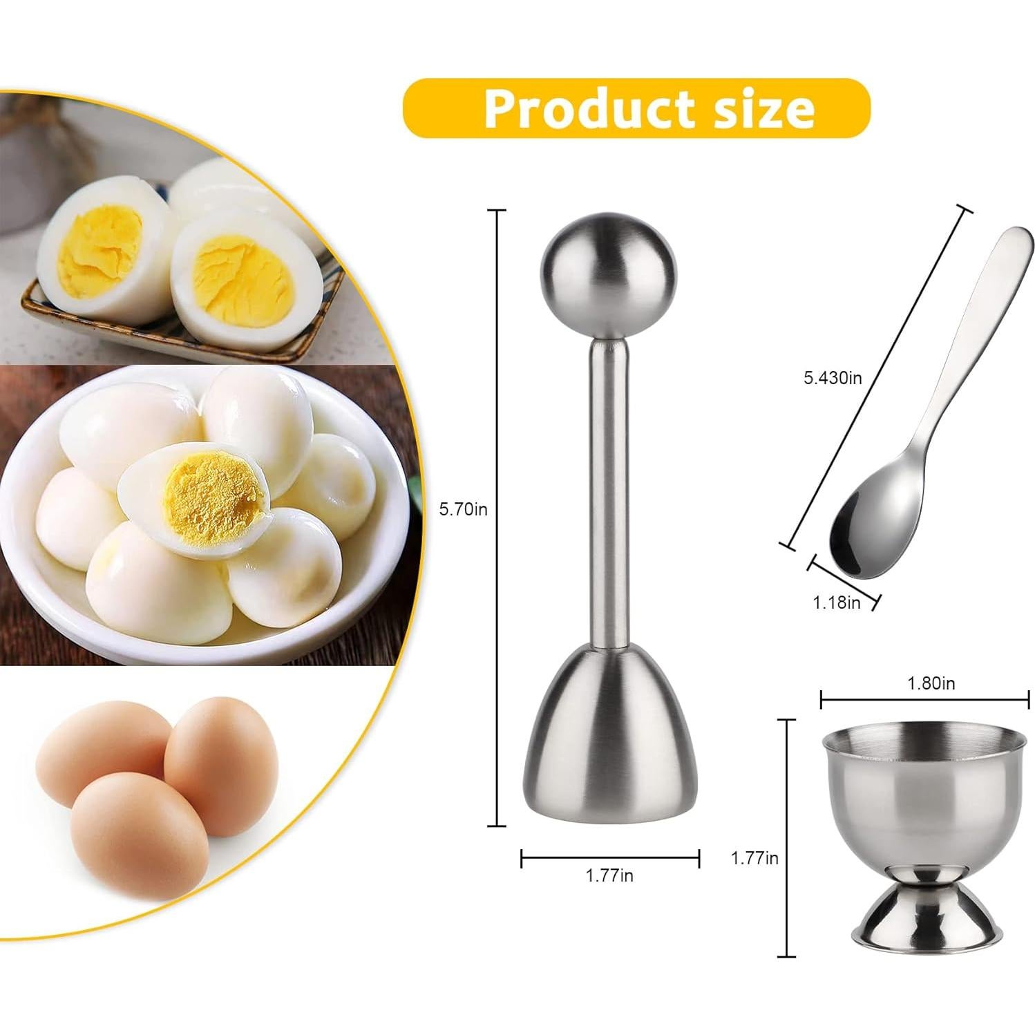 Juego de Soportes y Rompedor de Huevos YellRin - Acero Inoxidable