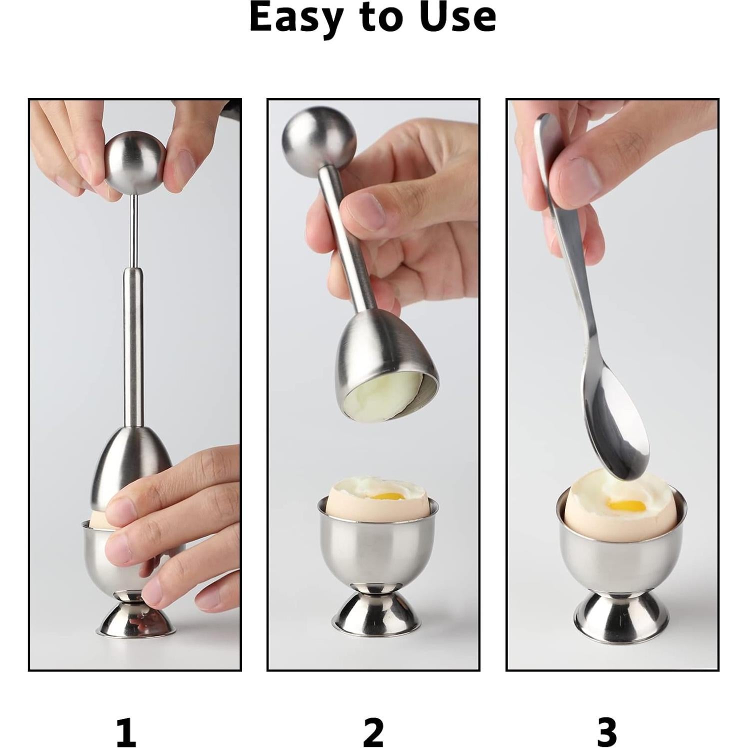 Juego de Soportes y Rompedor de Huevos YellRin - Acero Inoxidable