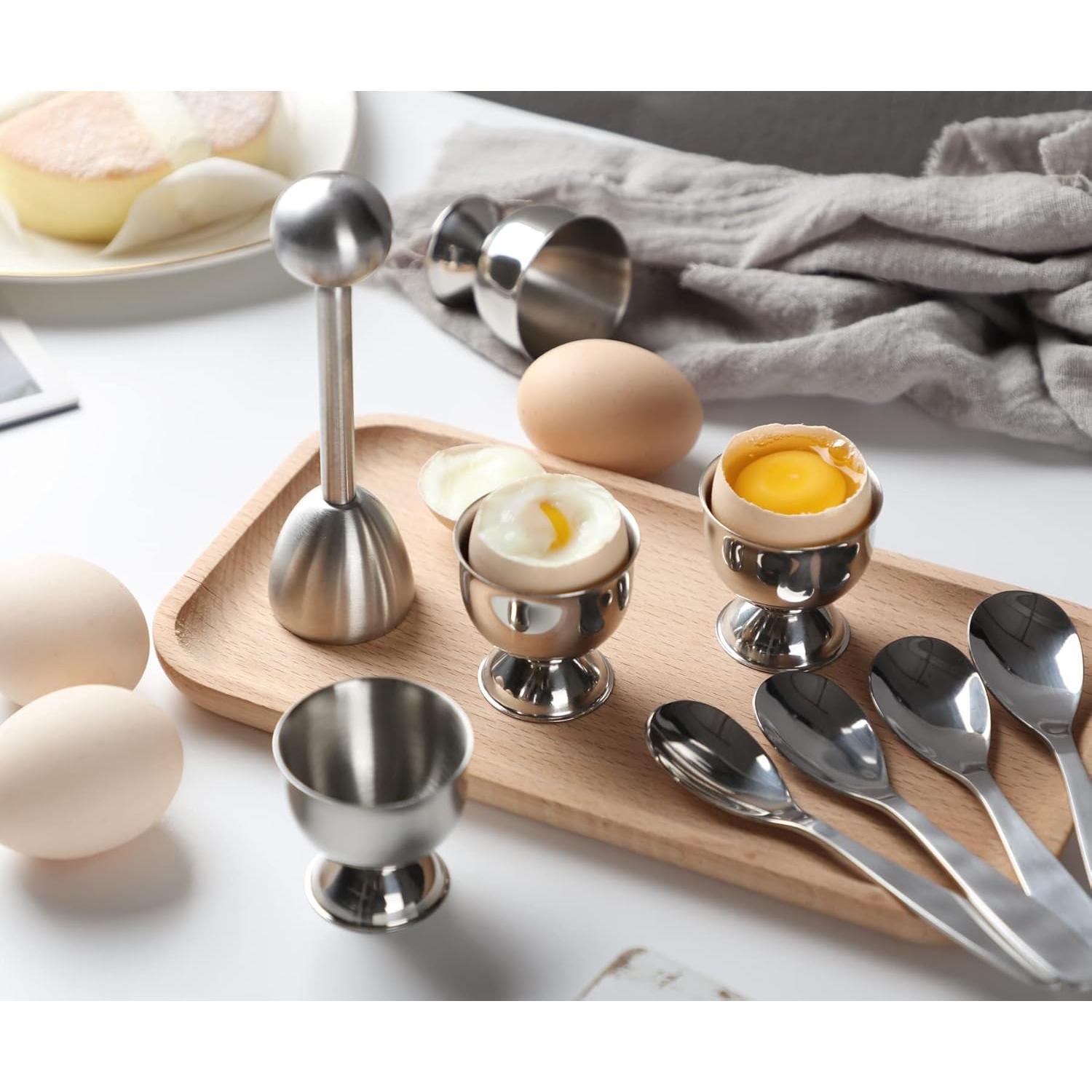 Juego de Soportes y Rompedor de Huevos YellRin - Acero Inoxidable