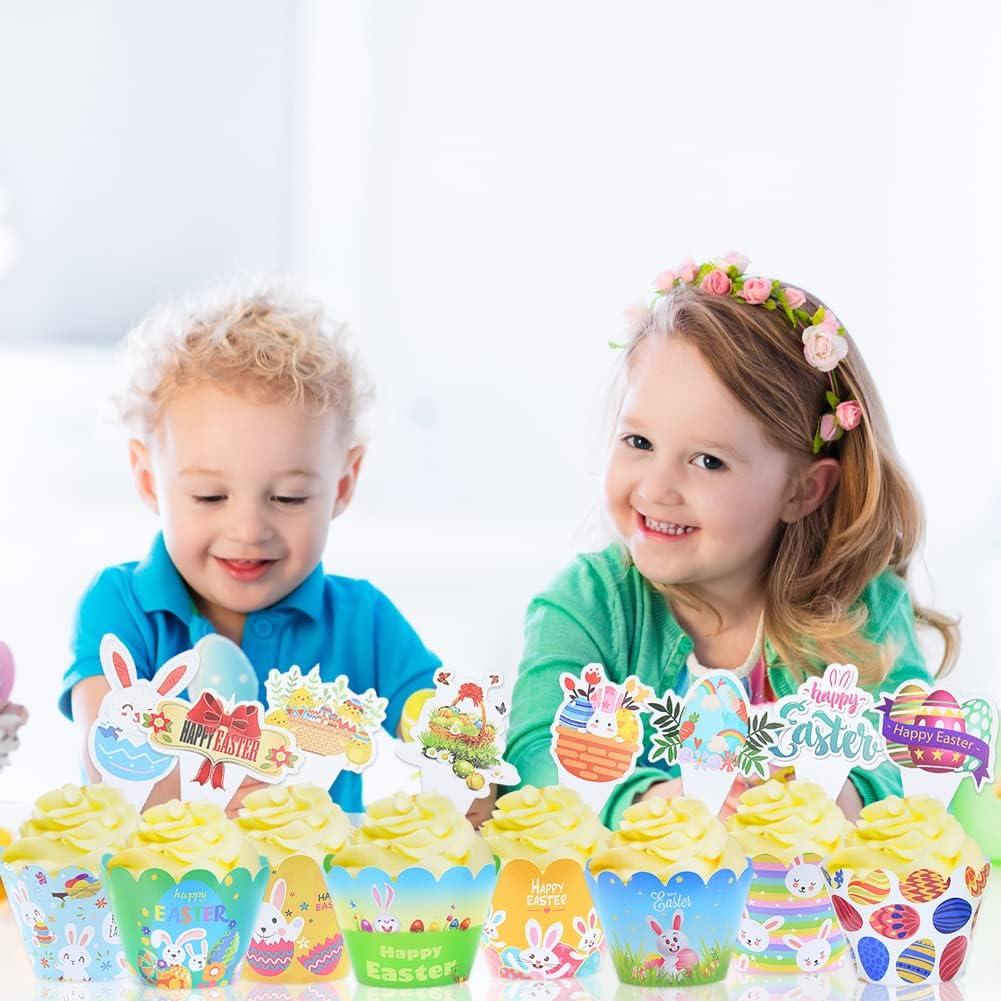 48 Piezas Decoraciones de Cupcakes de Pascua Boerni