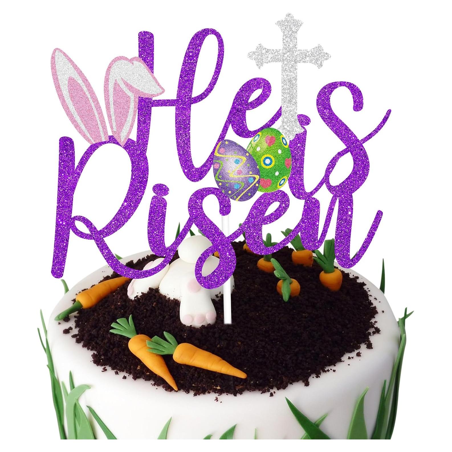 Topper de Pastel de Pascua Feliz Cumpleaños Caiwowo 15 cm