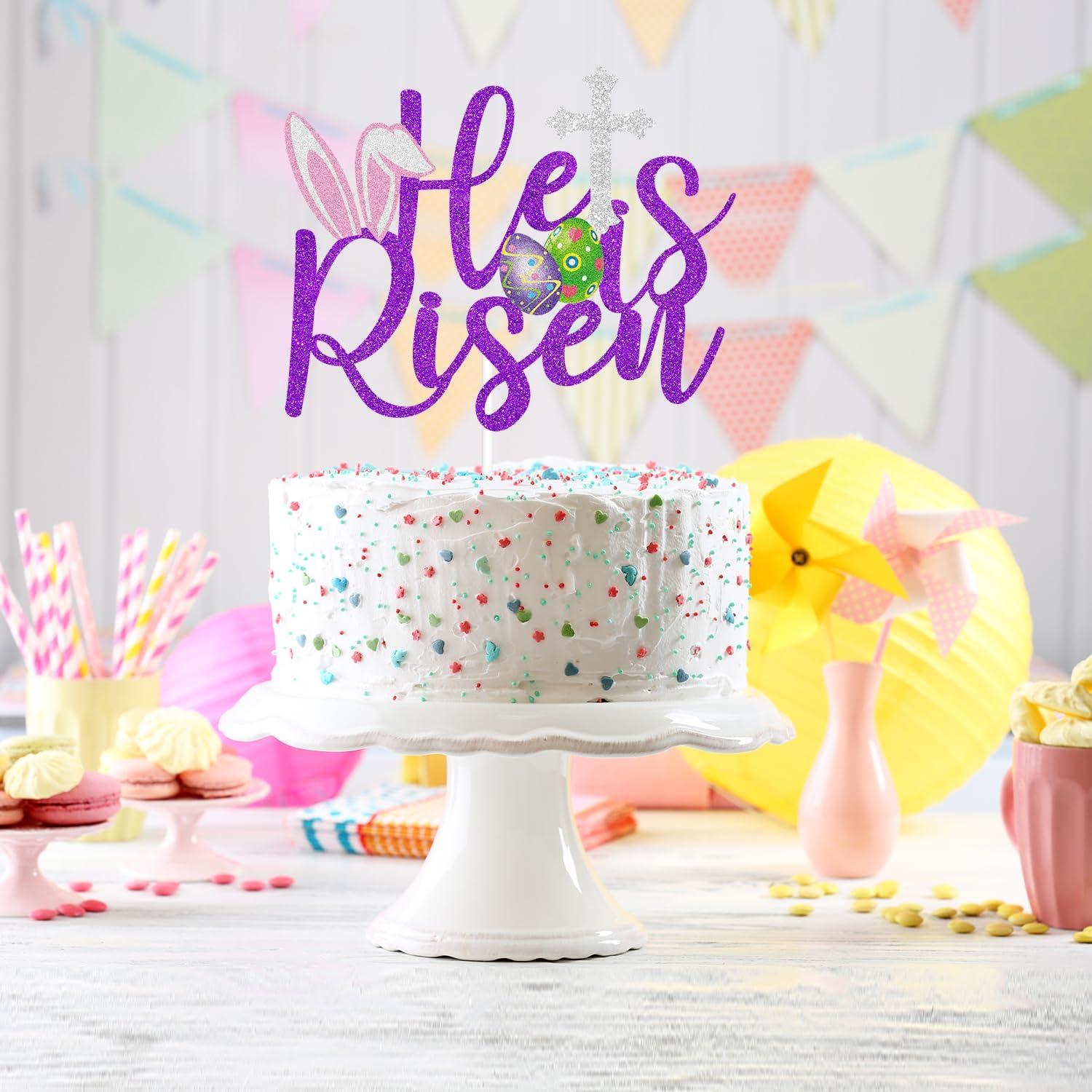 Topper de Pastel de Pascua Feliz Cumpleaños Caiwowo 15 cm