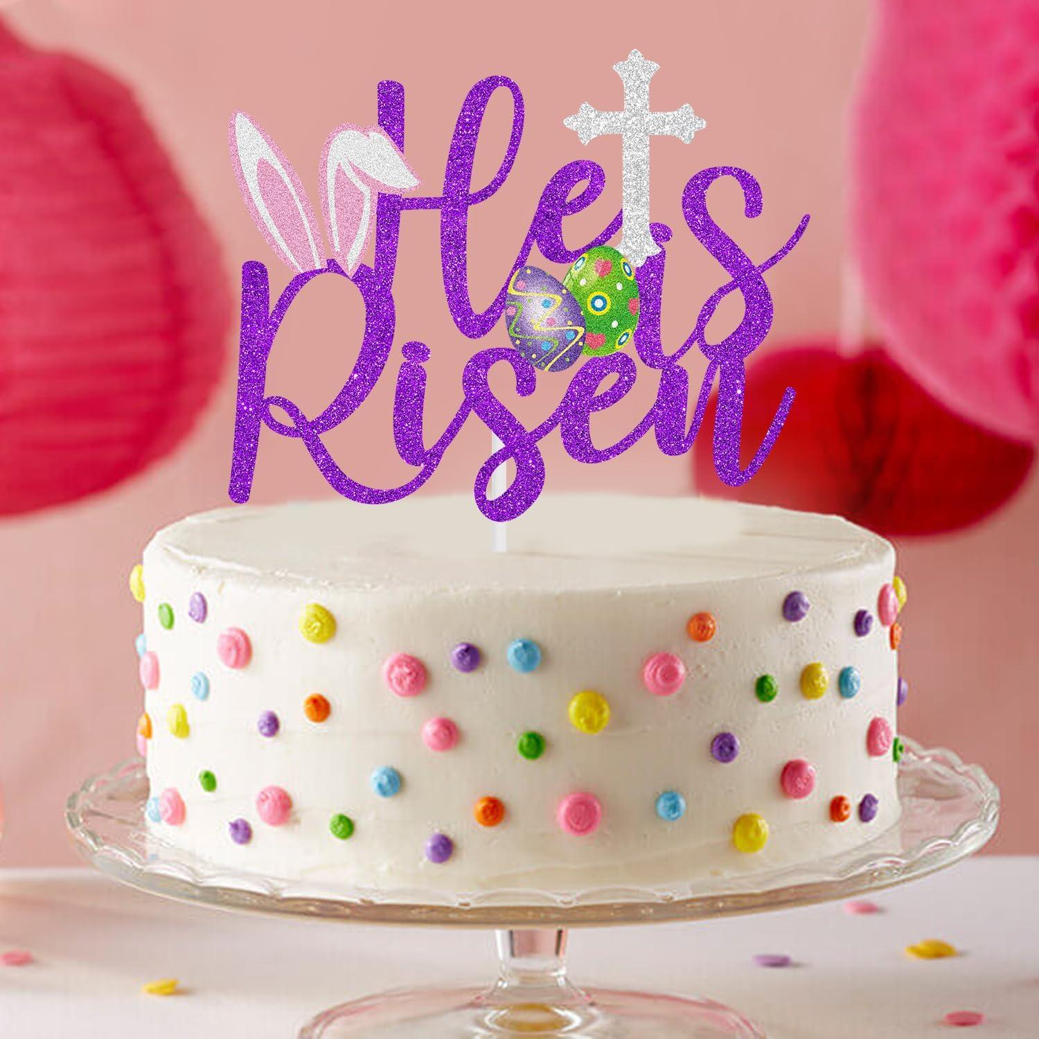 Topper de Pastel de Pascua Feliz Cumpleaños Caiwowo 15 cm