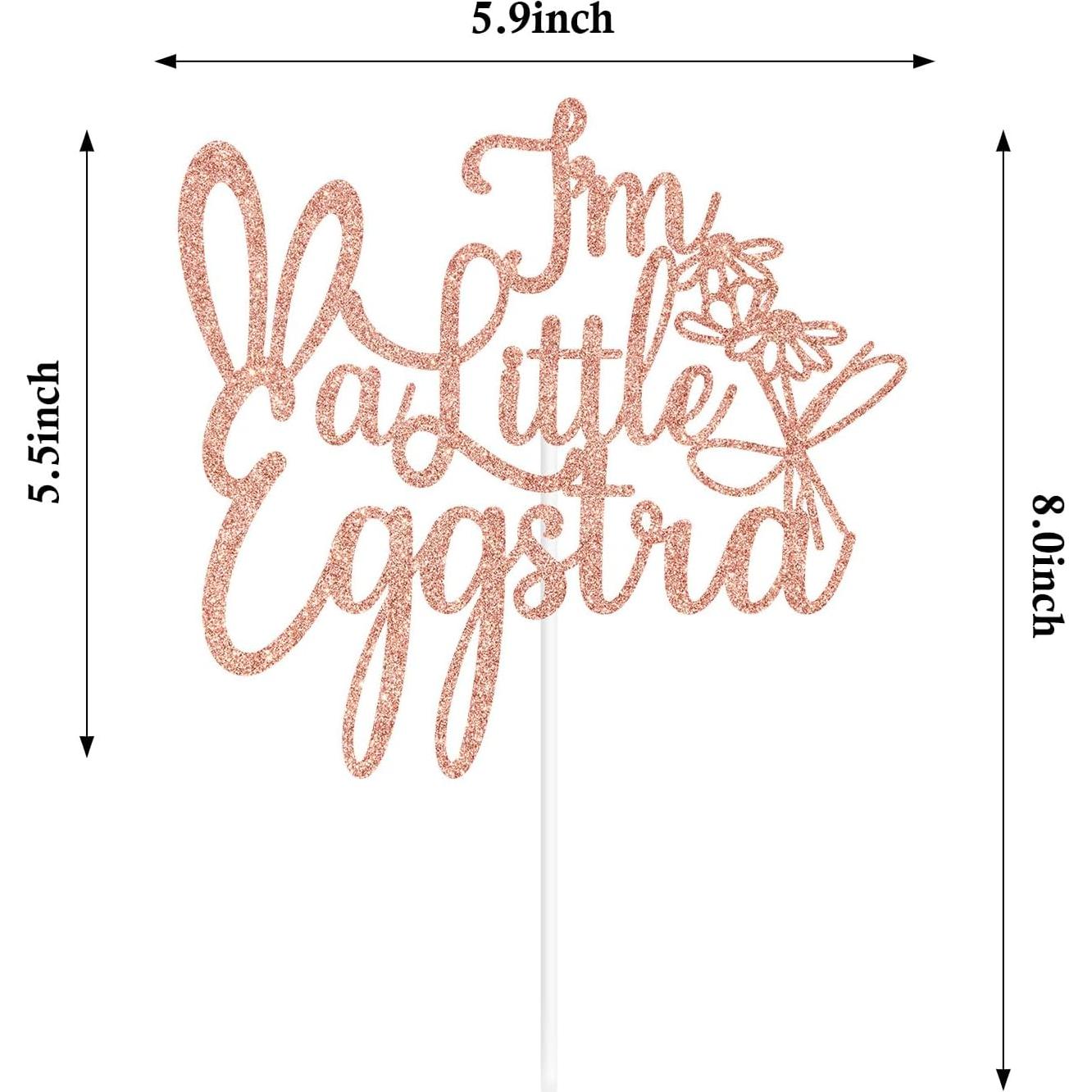 Topper de Pastel Eggstra Oro Rosa para Baby Shower Pascua