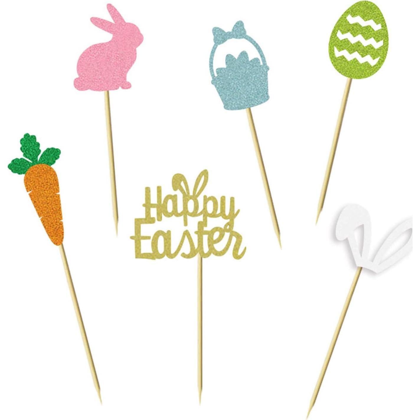 24 Adornos de Cupcake de Pascua UXYOKM - Conejo y Zanahoria