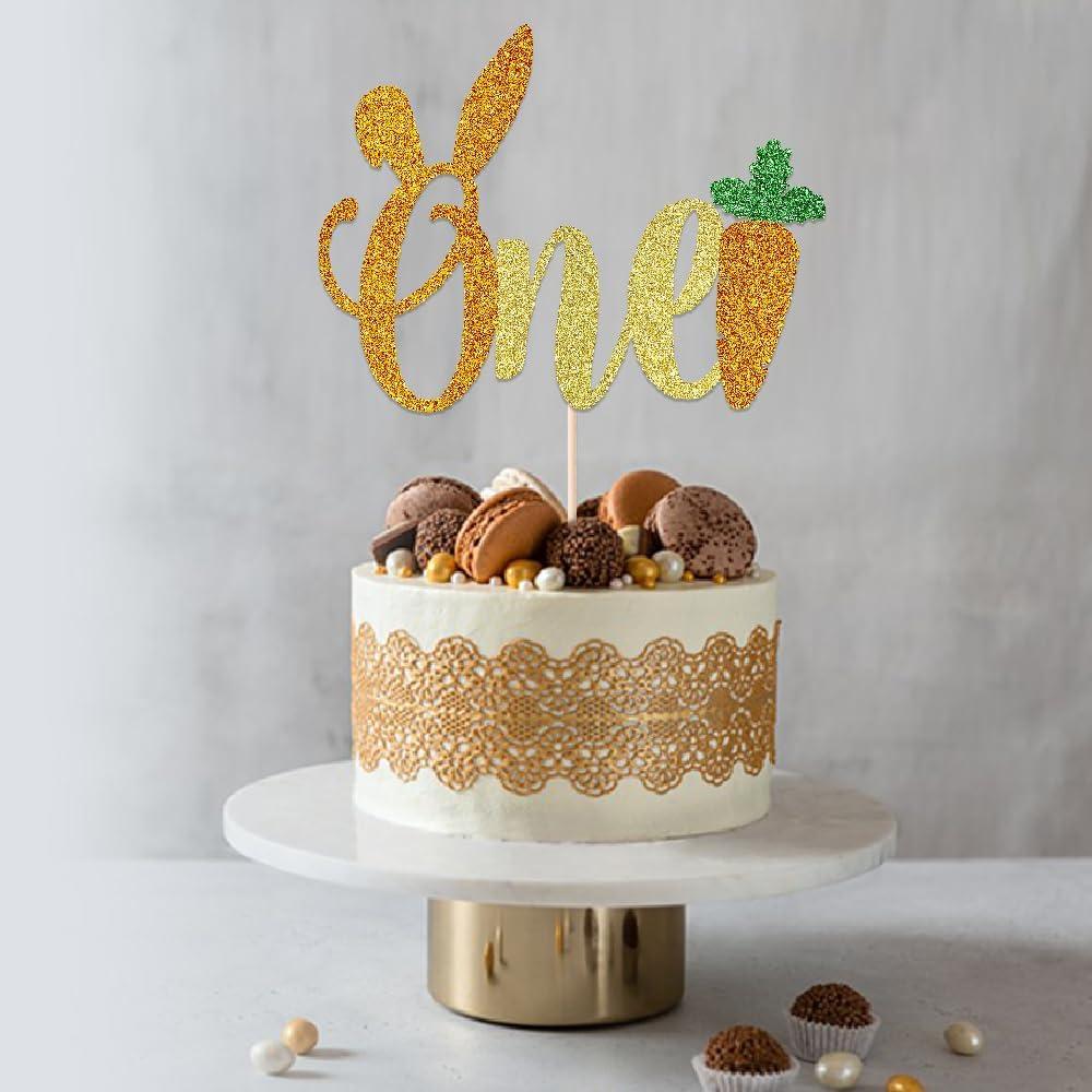 Cake Topper Orejas de Conejo Doradas AROKIPPRY 16.5x12.4cm