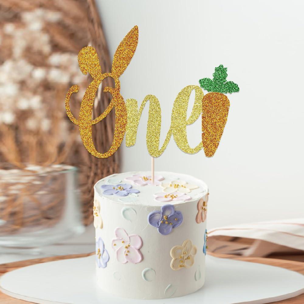 Cake Topper Orejas de Conejo Doradas AROKIPPRY 16.5x12.4cm