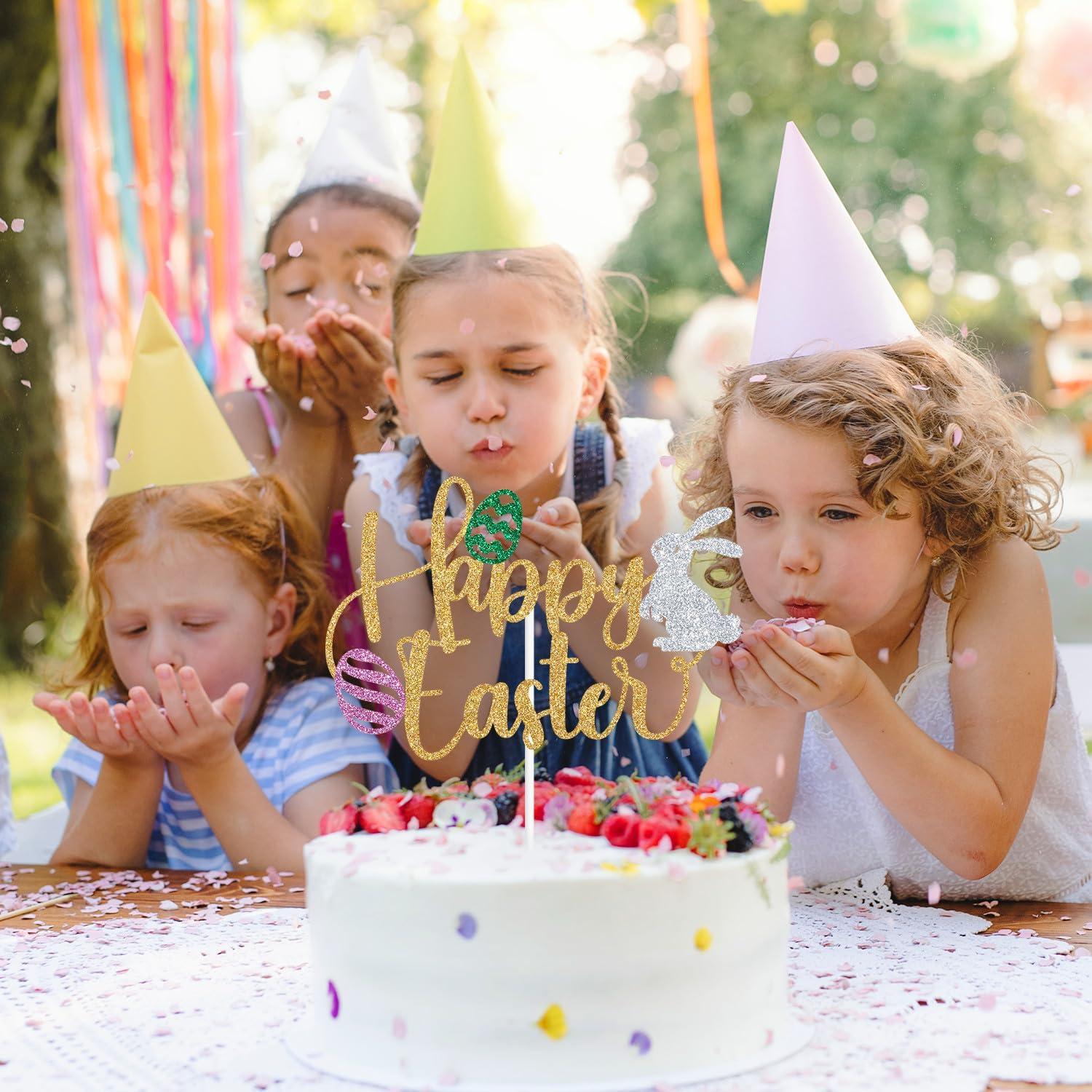 Adorno de Pastel de Pascua Zatain 15 cm Conejitos y Huevos