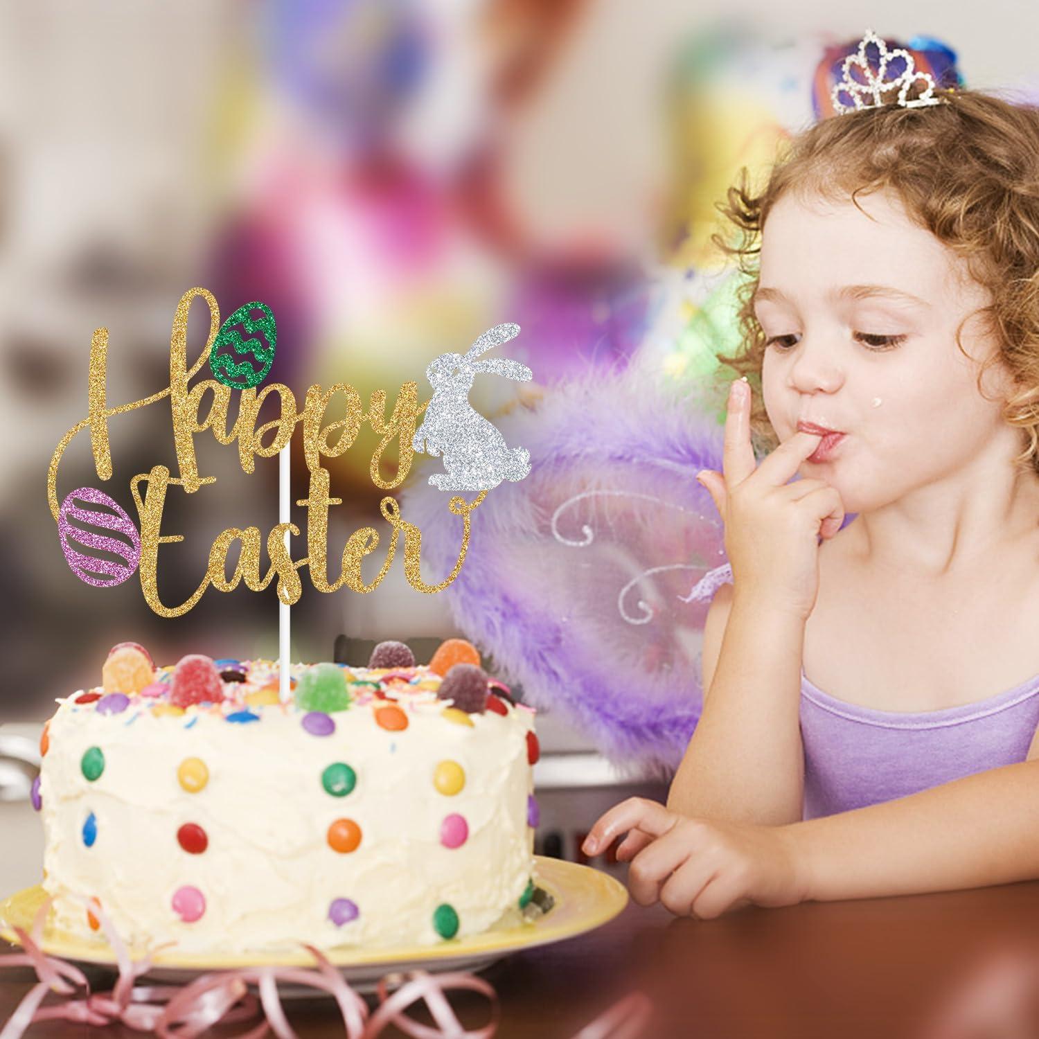 Adorno de Pastel de Pascua Zatain 15 cm Conejitos y Huevos