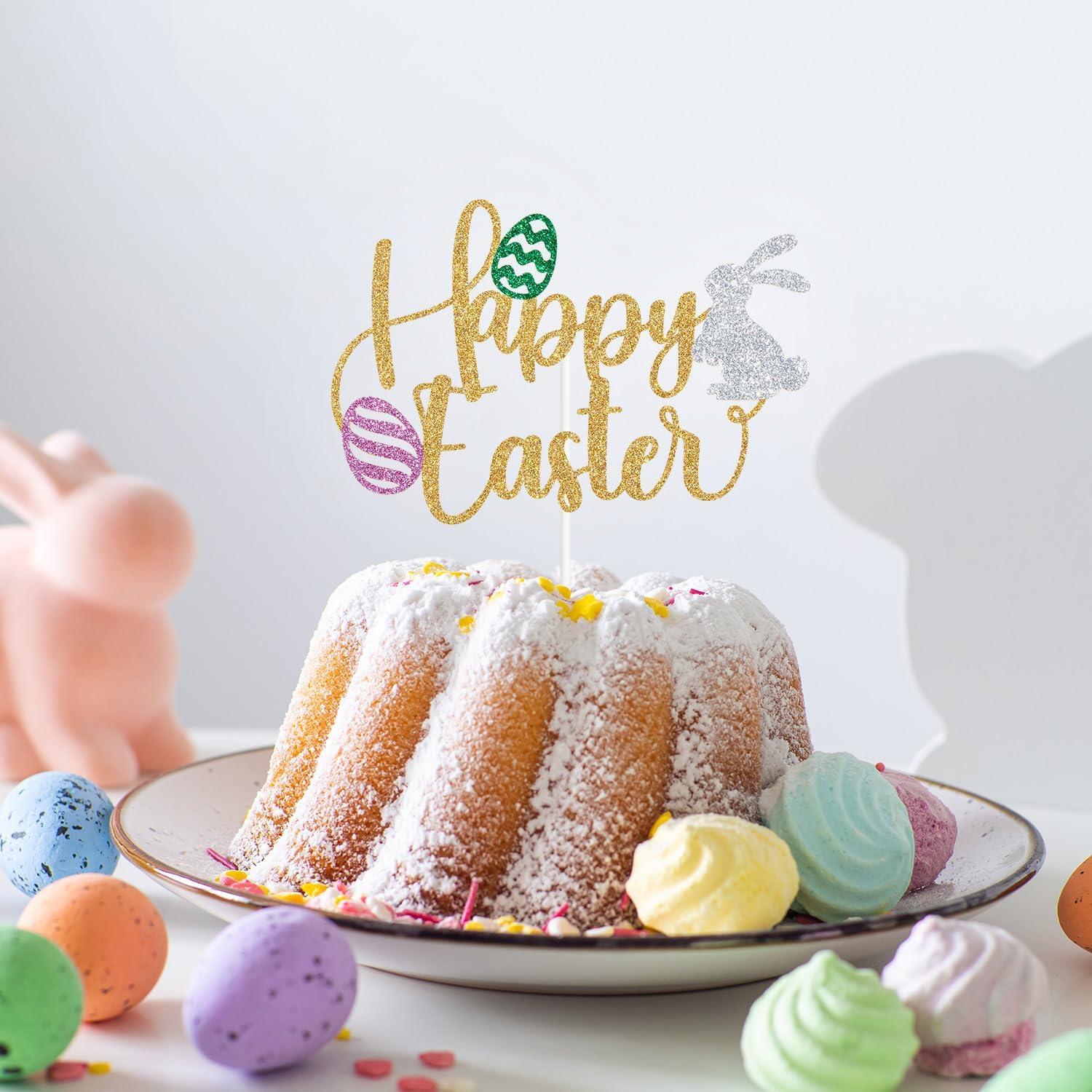 Adorno de Pastel de Pascua Zatain 15 cm Conejitos y Huevos