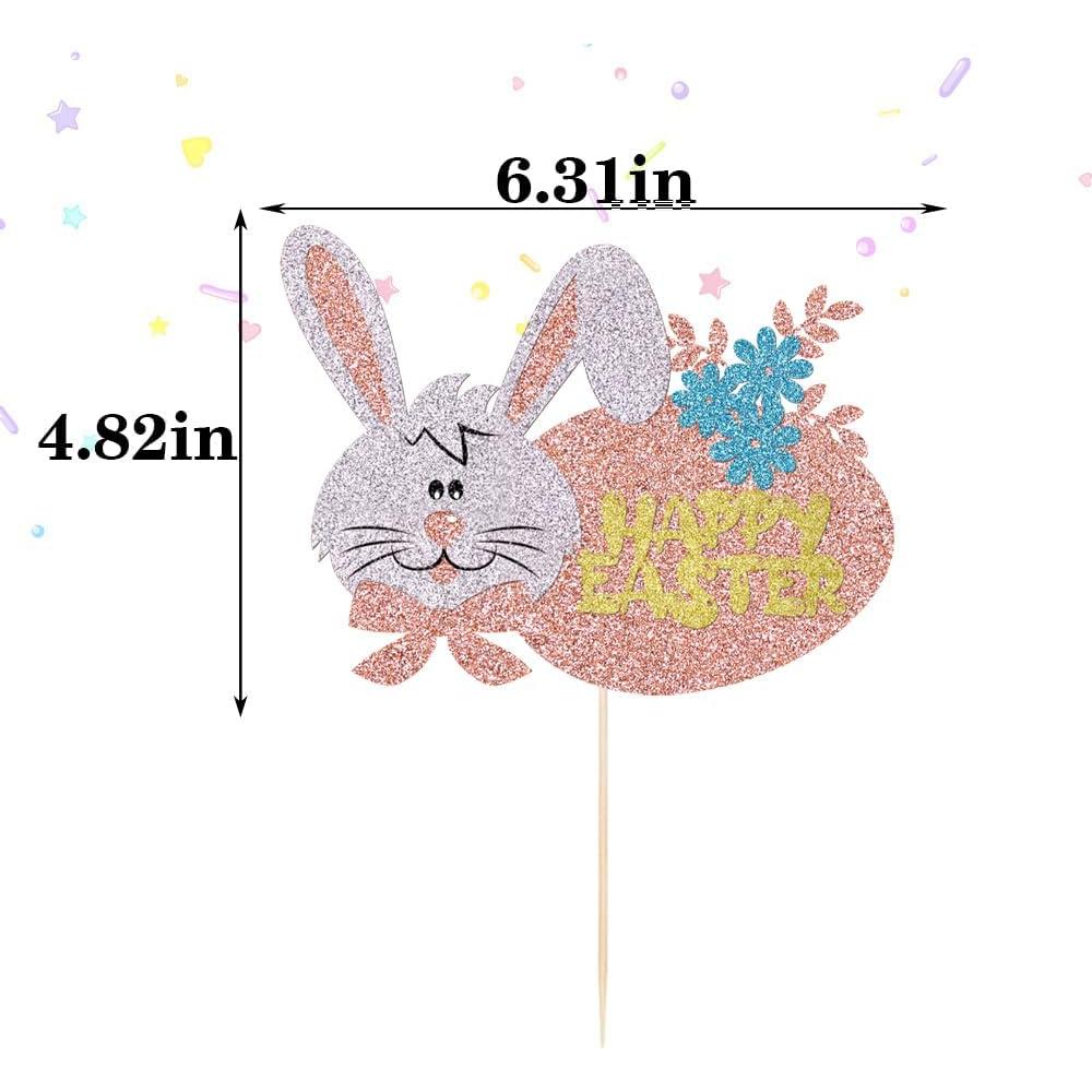 Adorno de Pastel Feliz Pascua YUINYO Oro Rosa 16x12cm