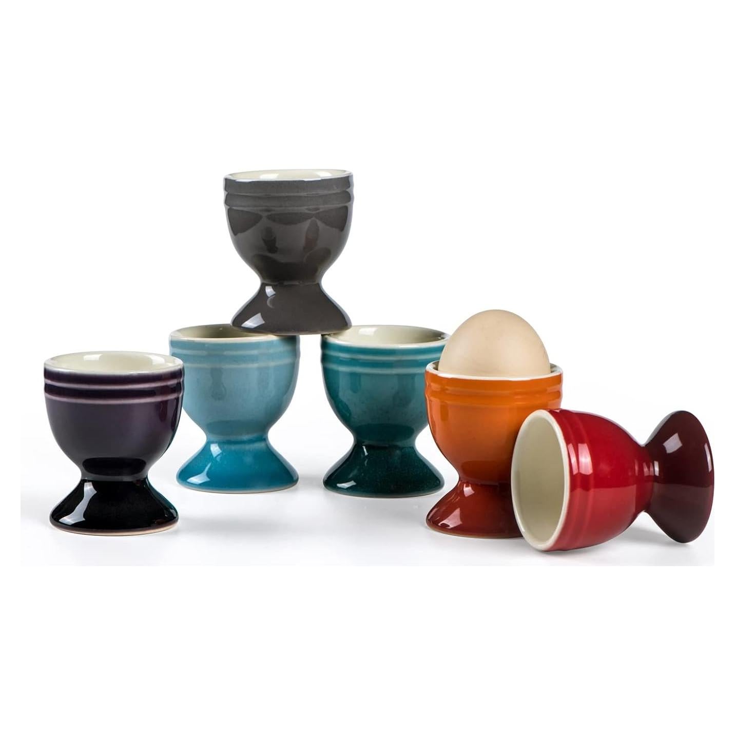 Juego de 6 Tazas de Huevo Cerámica UNICASA Coloridas