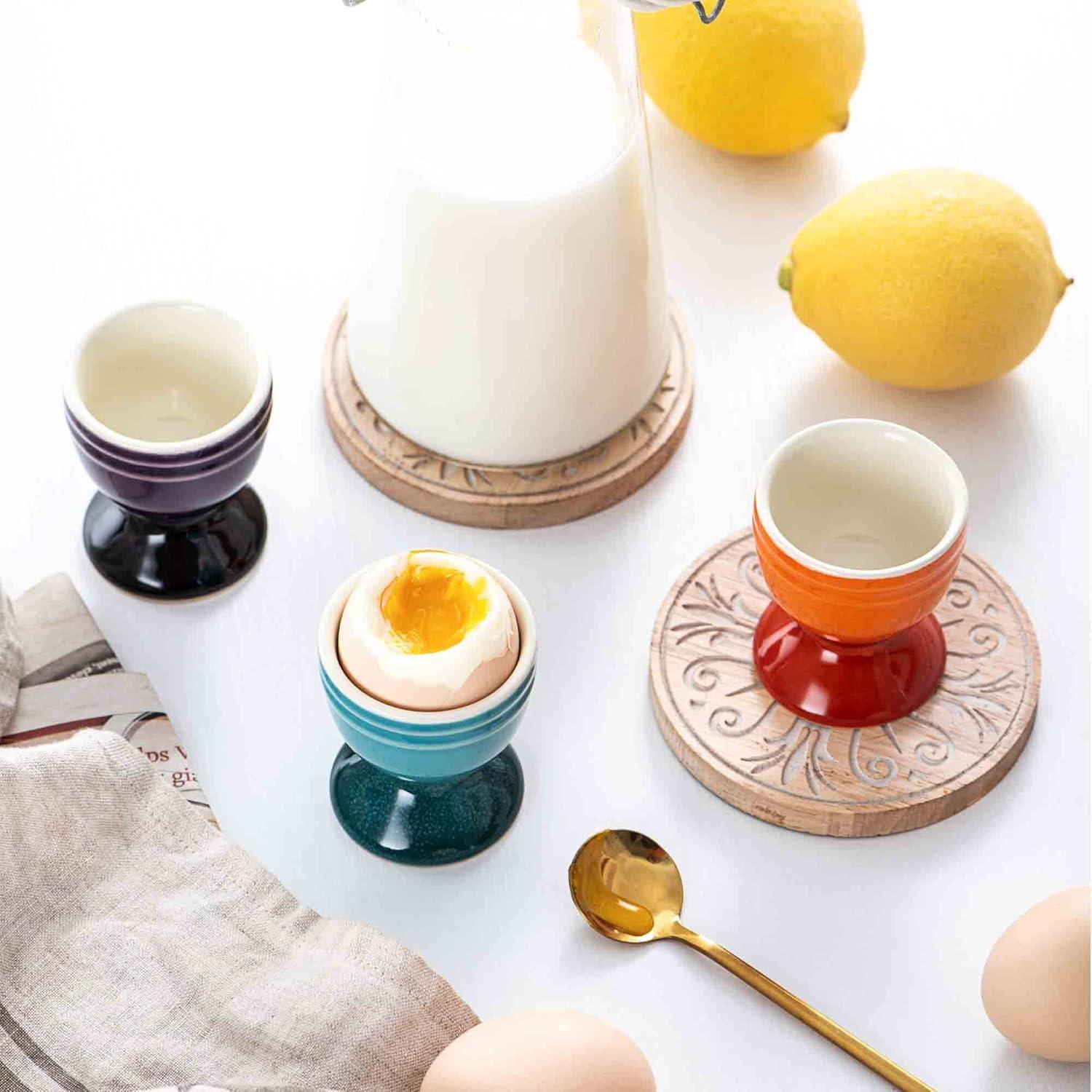 Juego de 6 Tazas de Huevo Cerámica UNICASA Coloridas