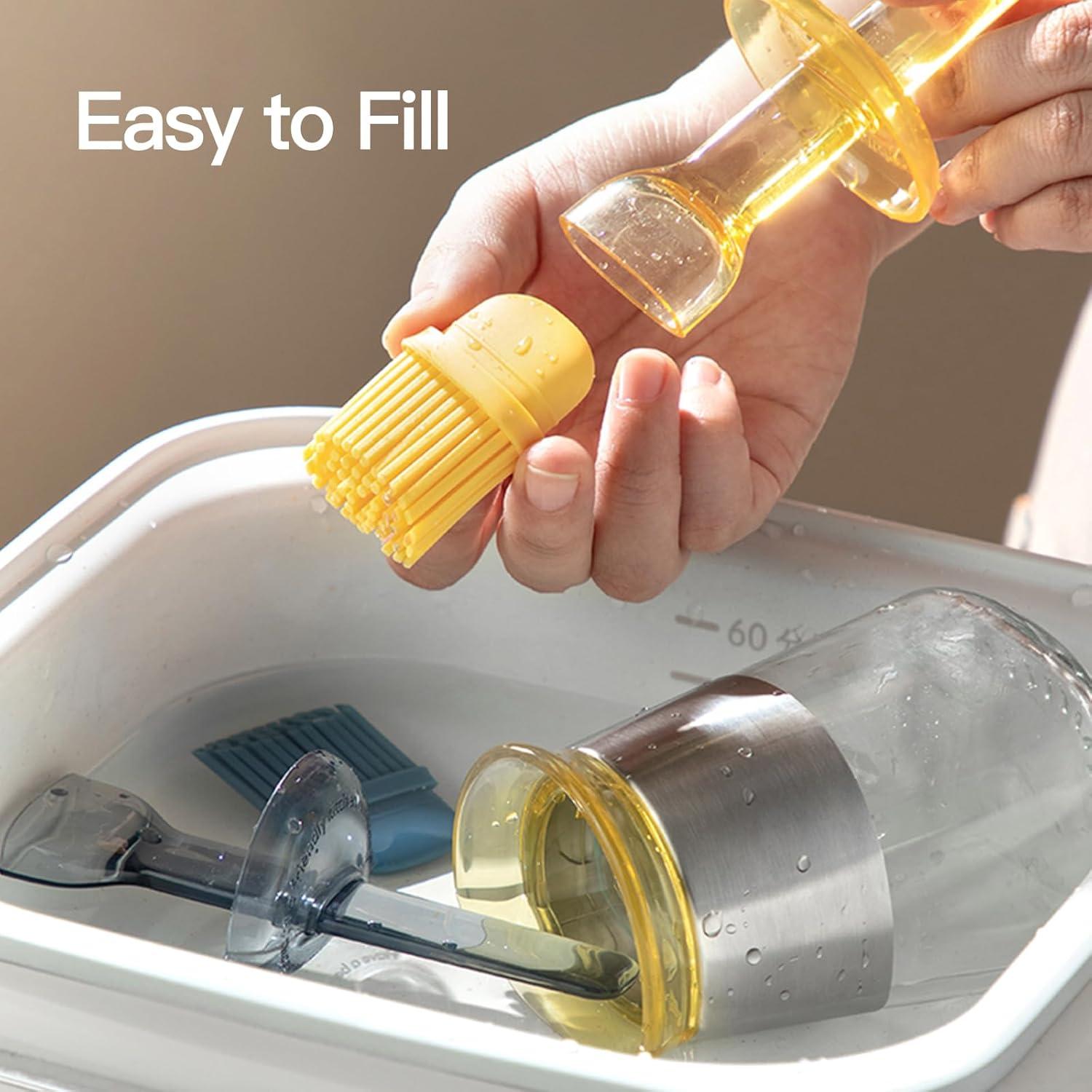 Botella Dispensadora de Aceite MAXCOOK con Cepillo 270 ml Amarillo