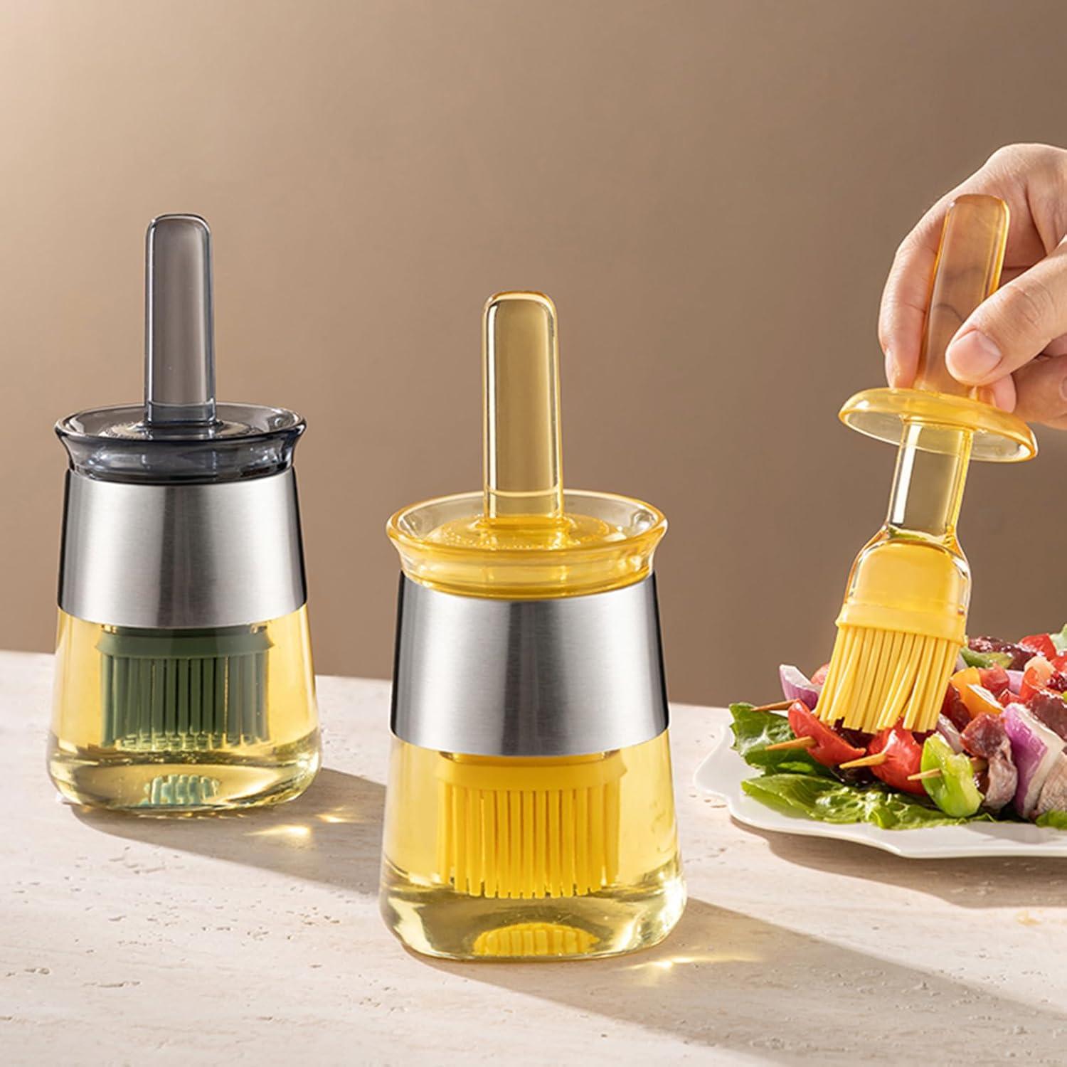 Botella Dispensadora de Aceite MAXCOOK con Cepillo 270 ml Amarillo