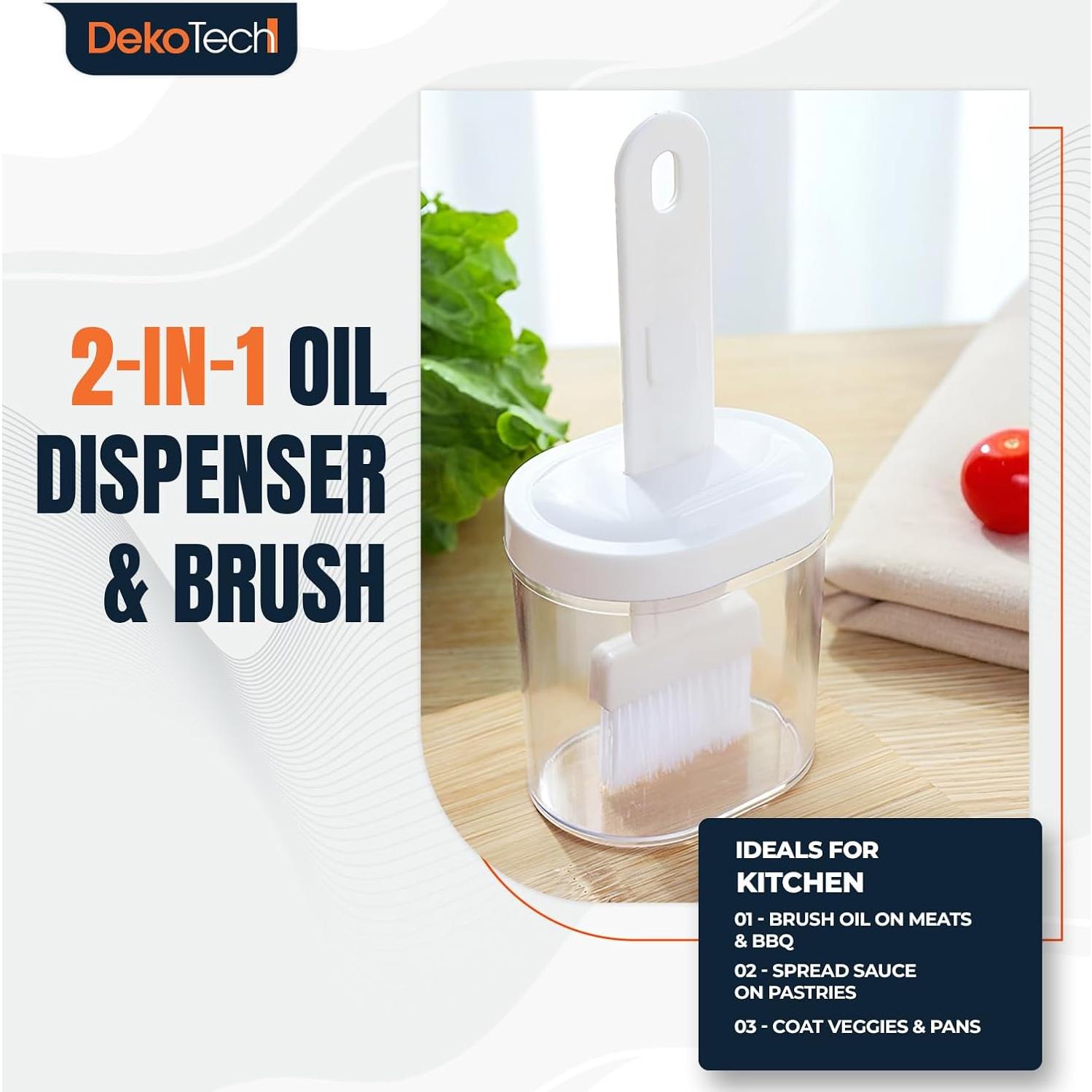Botella dispensadora de aceite DekoTech con brocha 2 en 1