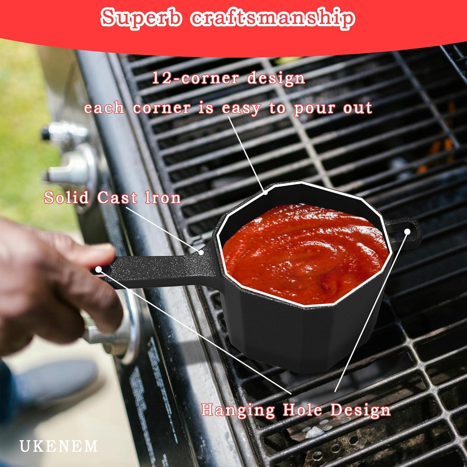 Cacerola de Hierro Fundido UKENEM 0.5kg con Tapa y Utensilios