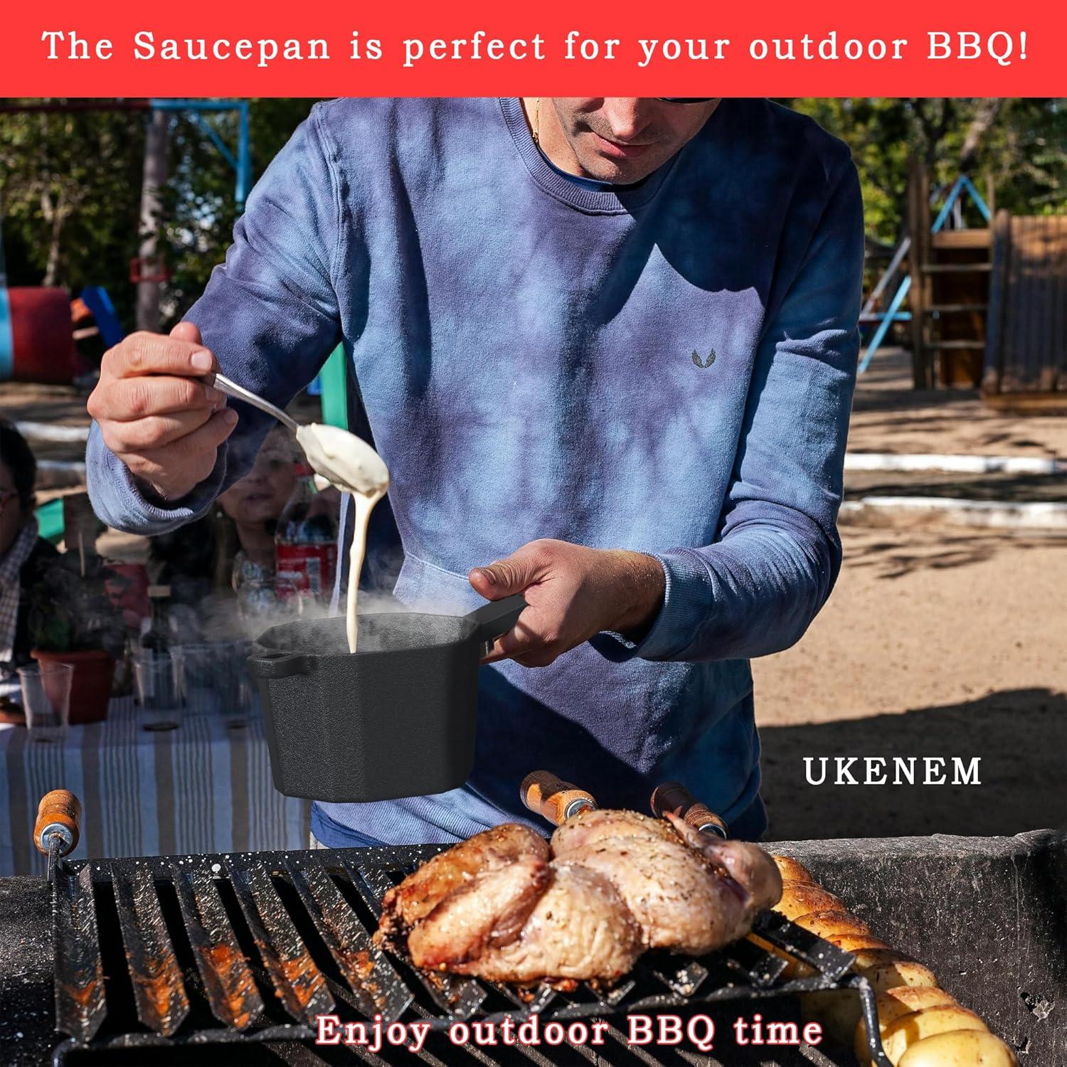 Cacerola de Hierro Fundido UKENEM 0.5kg con Tapa y Utensilios