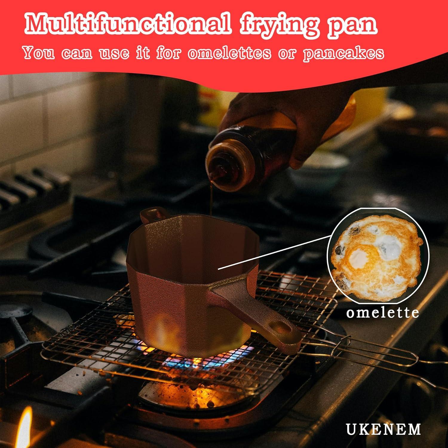 Cacerola de Hierro Fundido UKENEM 0.5kg con Tapa y Utensilios