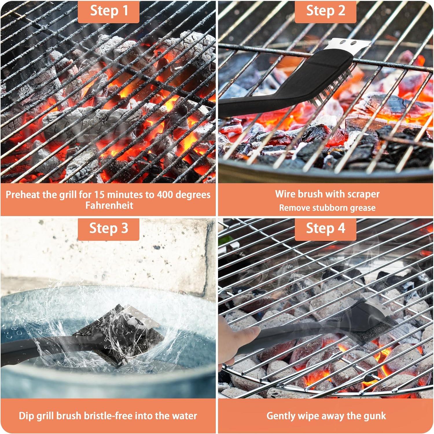 Juego de Cepillos para Parrilla MEADAY 2 PCS Acero Inoxidable