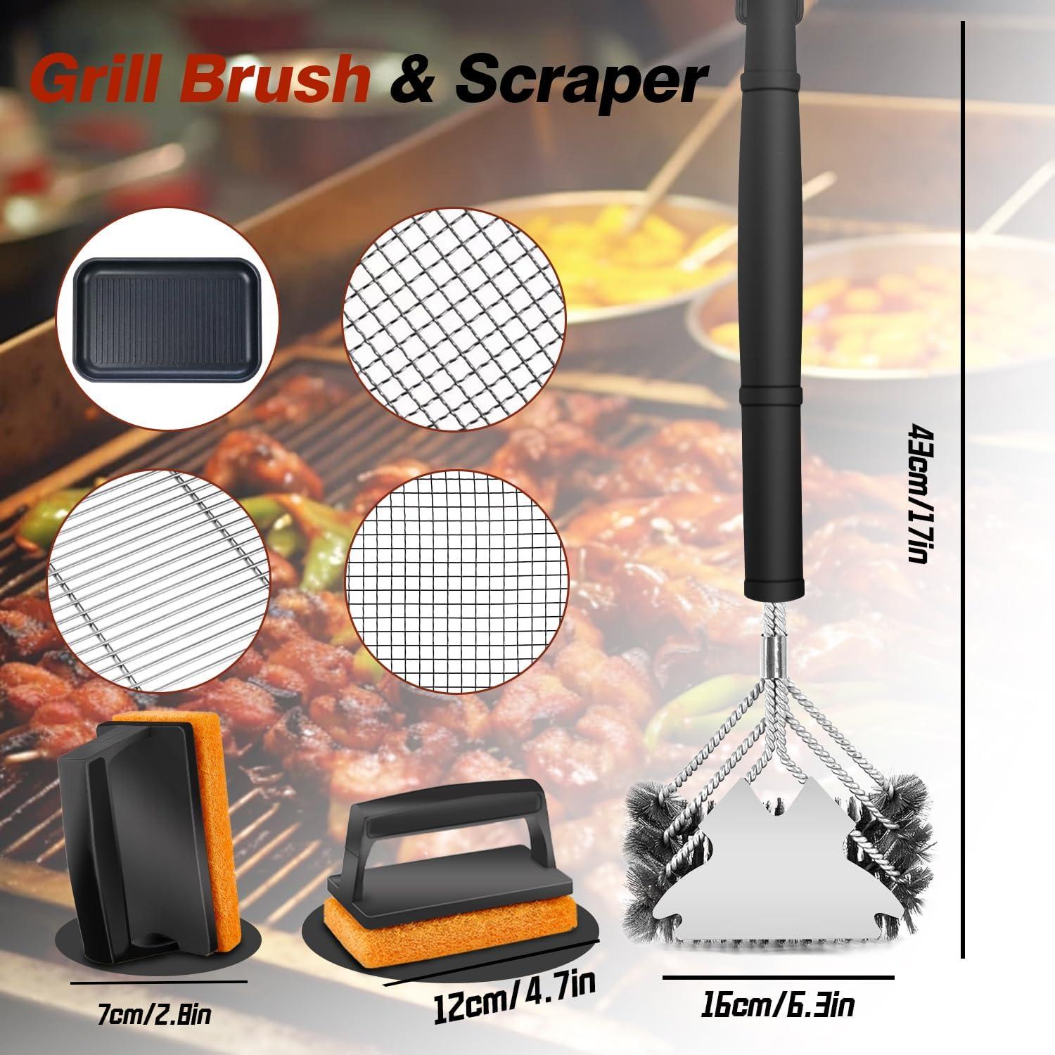 Kit de limpieza para parrilla Unichefry - Cepillo y raspador