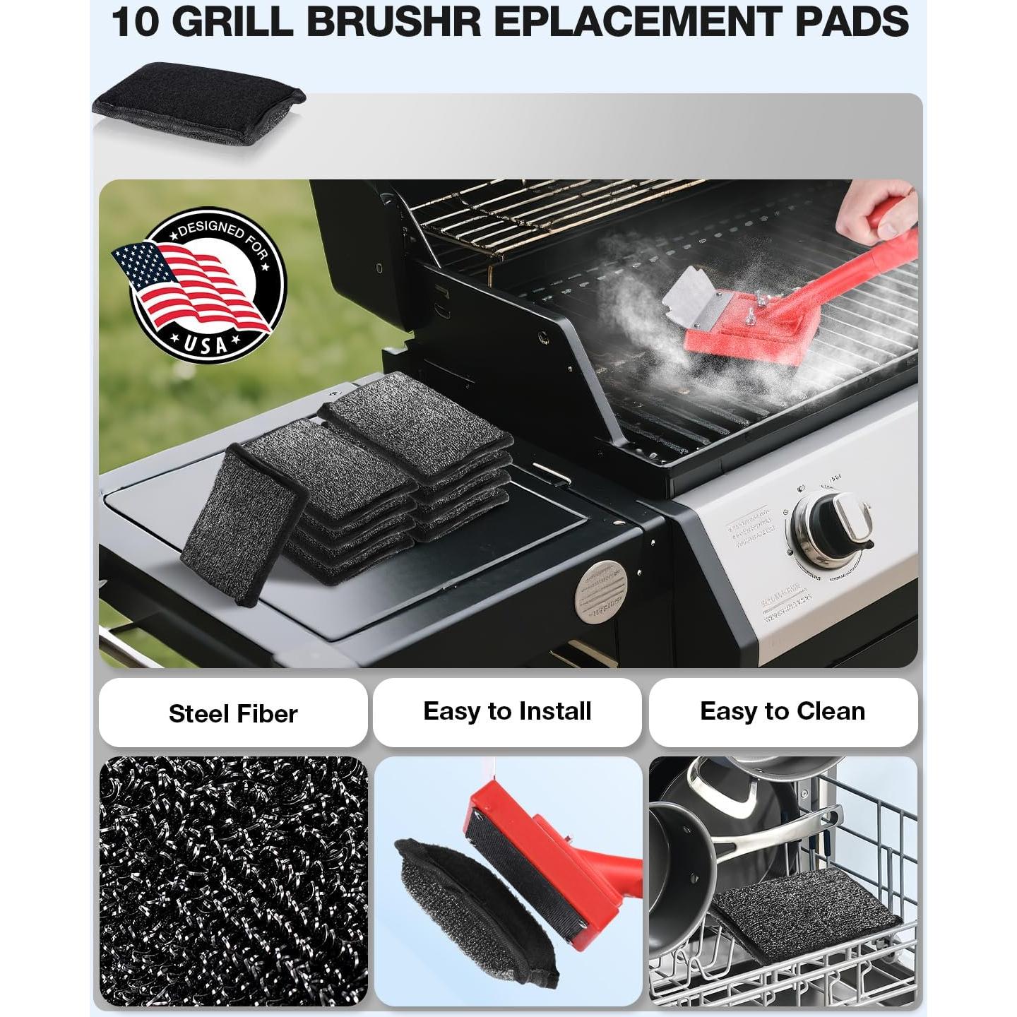 Cepillo de Parrilla Bagrox con 10 Cabezas de Repuesto y Raspador