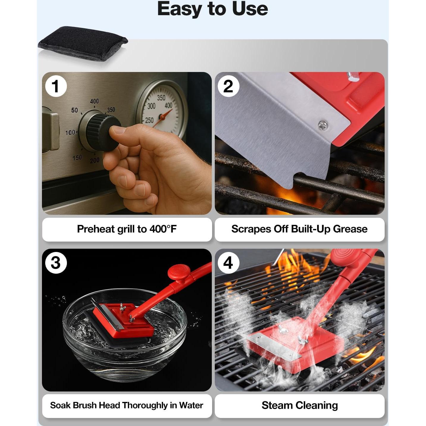 Cepillo de Parrilla Bagrox con 10 Cabezas de Repuesto y Raspador