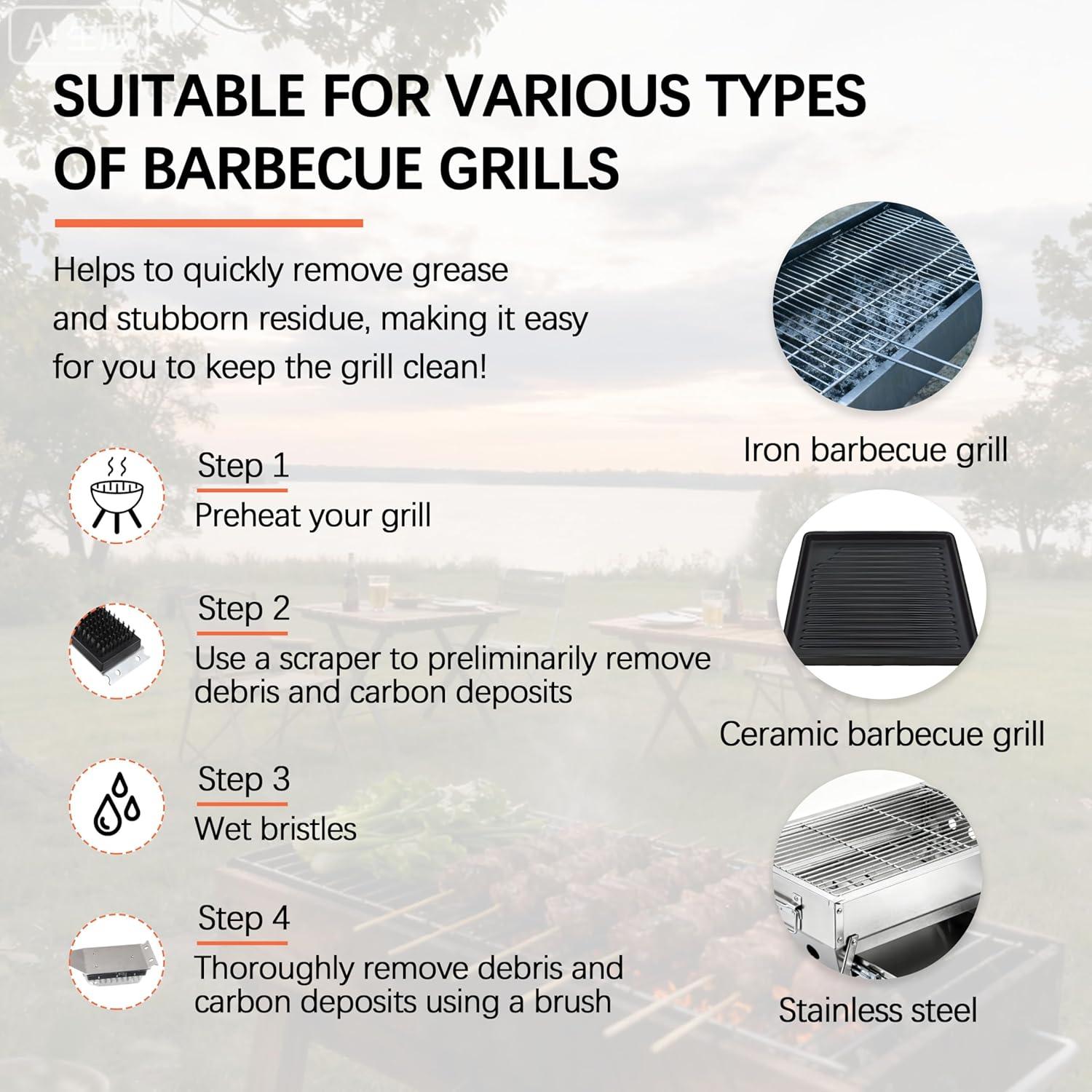 Cepillo y Raspador para Parrilla 2 Piezas Acero Inoxidable