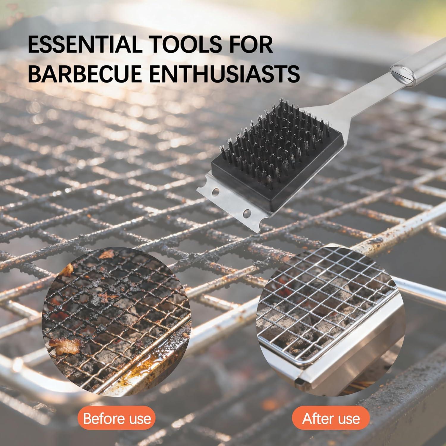 Cepillo y Raspador para Parrilla 2 Piezas Acero Inoxidable