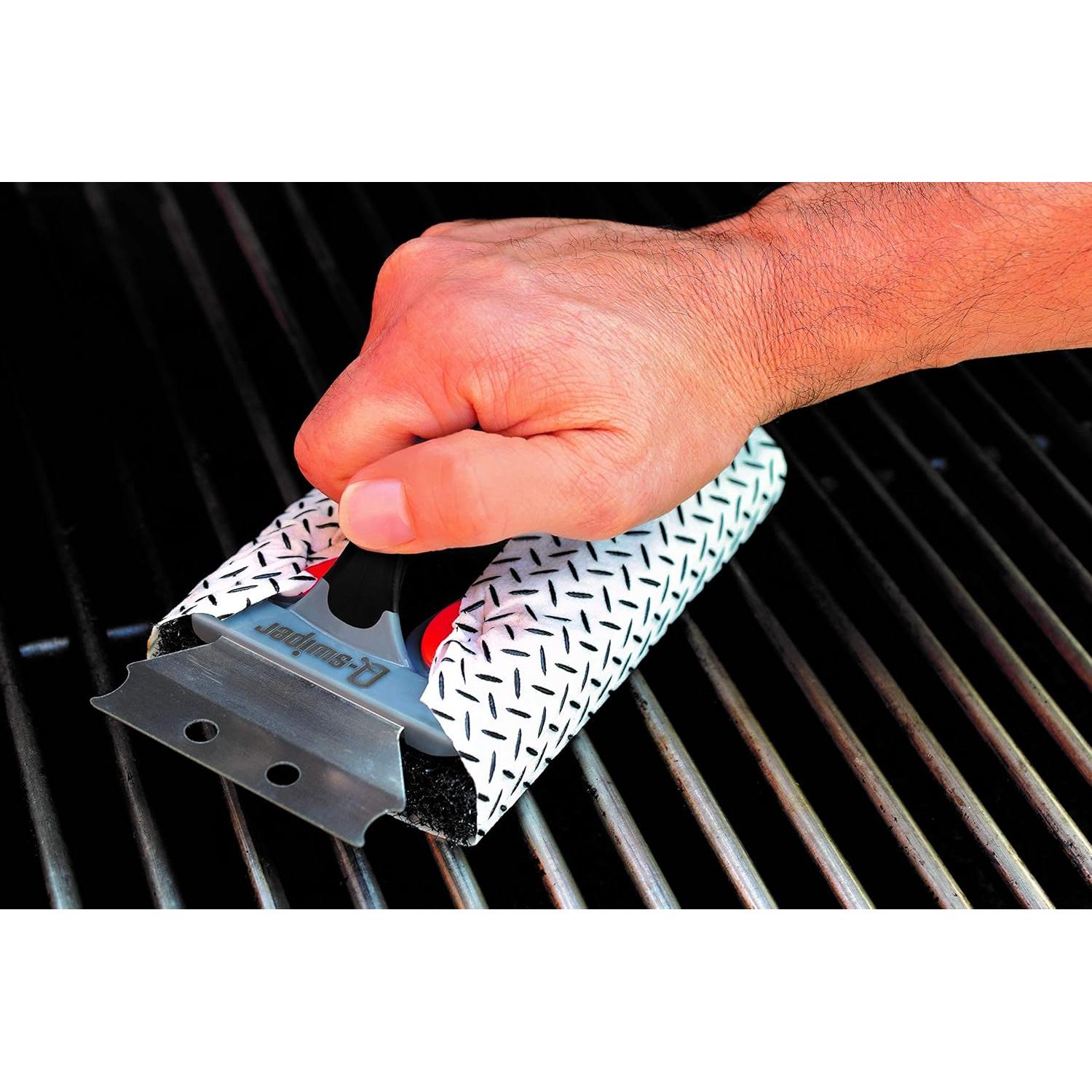 Q-Swiper Juego de Limpiador de Parrilla BBQ - 1 Cepillo y 80 Toallitas