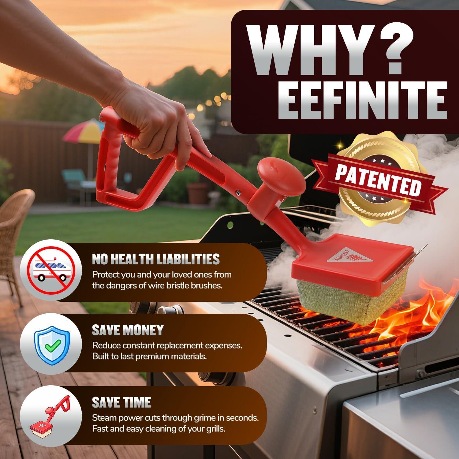Cepillo de Parrilla a Vapor EEFINITE con Raspador y Mango Ergonómico