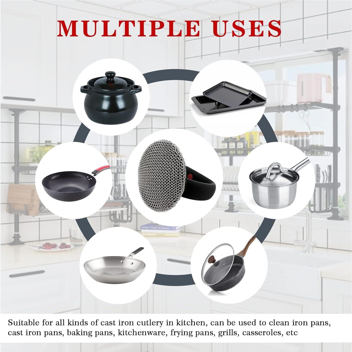 Limpiador de Sartén Hierro Fundido MEIXINZHI con Alfombrilla