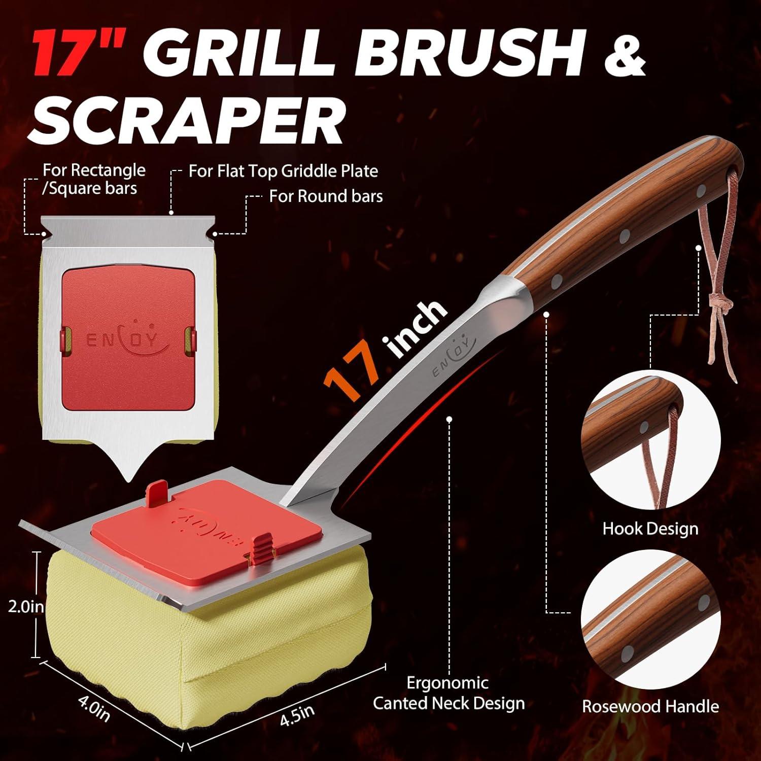 Cepillo para Parrilla ENLOY Sin Cerda 43 cm con Raspador