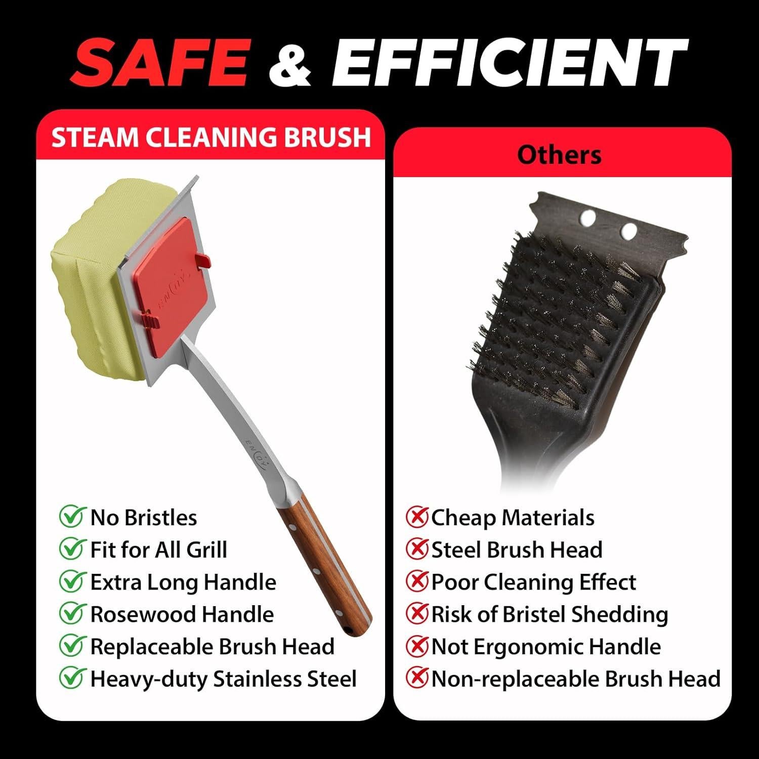 Cepillo para Parrilla ENLOY Sin Cerda 43 cm con Raspador