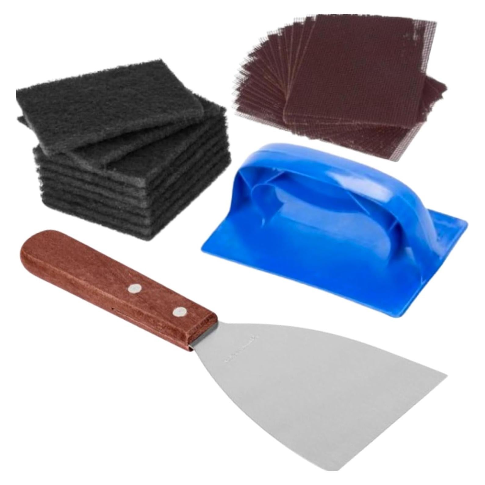 Kit de limpieza para parrilla FolksField - 32 piezas, raspador y almohadillas