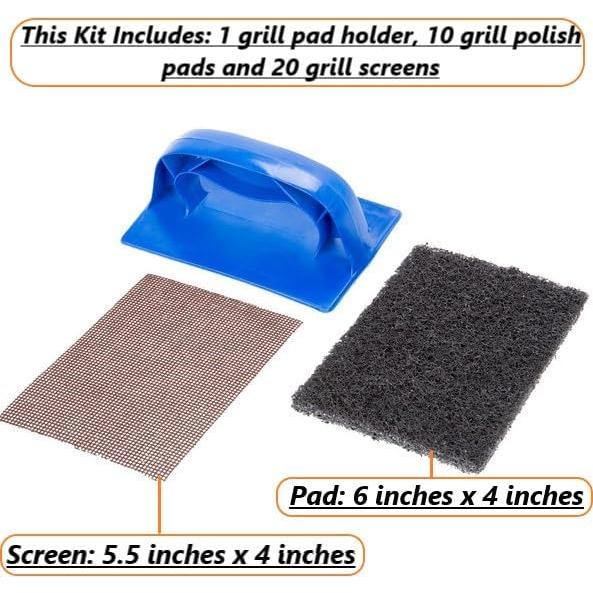 Kit de limpieza para parrilla FolksField - 32 piezas, raspador y almohadillas
