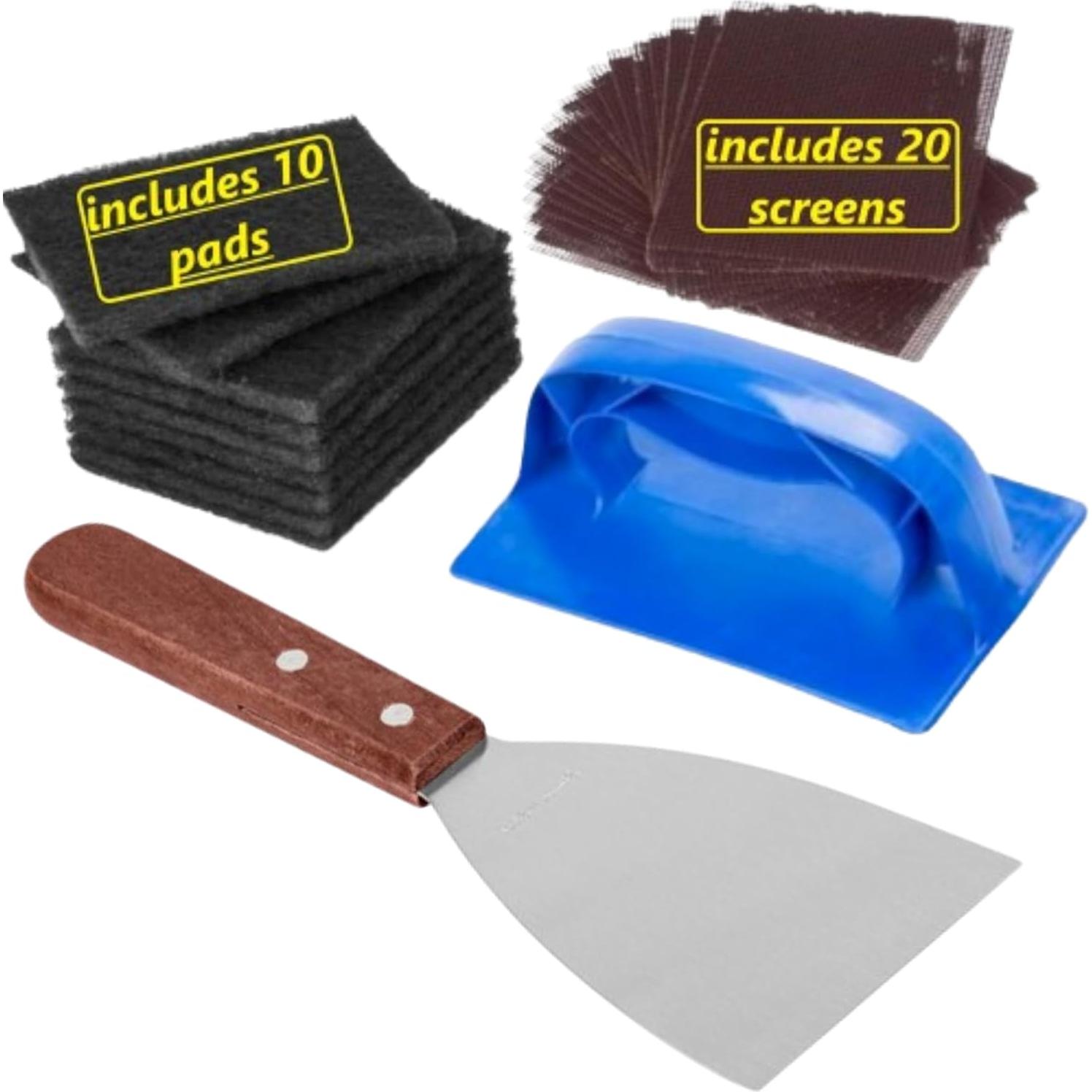 Kit de limpieza para parrilla FolksField - 32 piezas, raspador y almohadillas