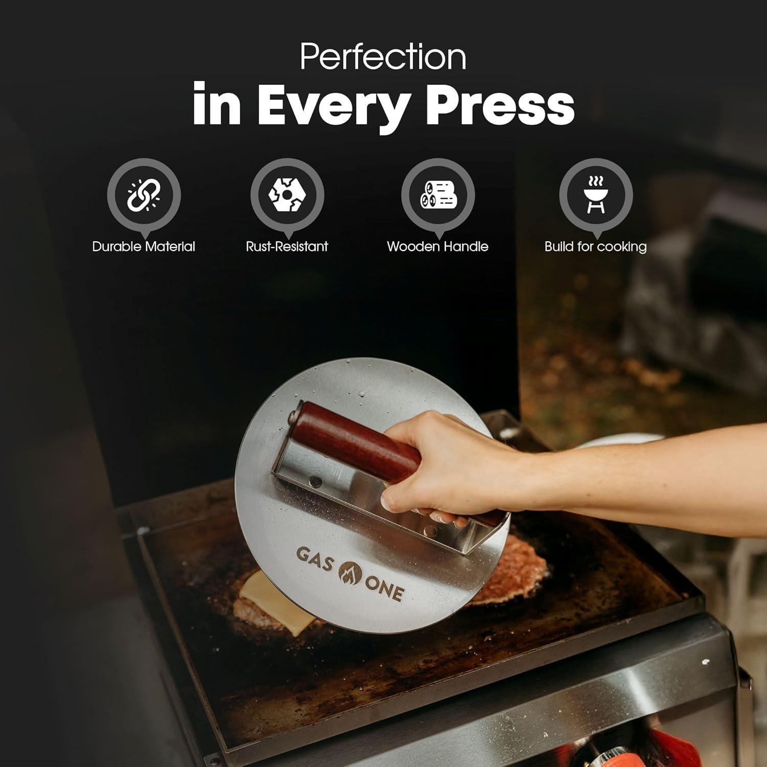 Prensa de Hamburguesas GasOne de Acero Inoxidable 21.6 cm