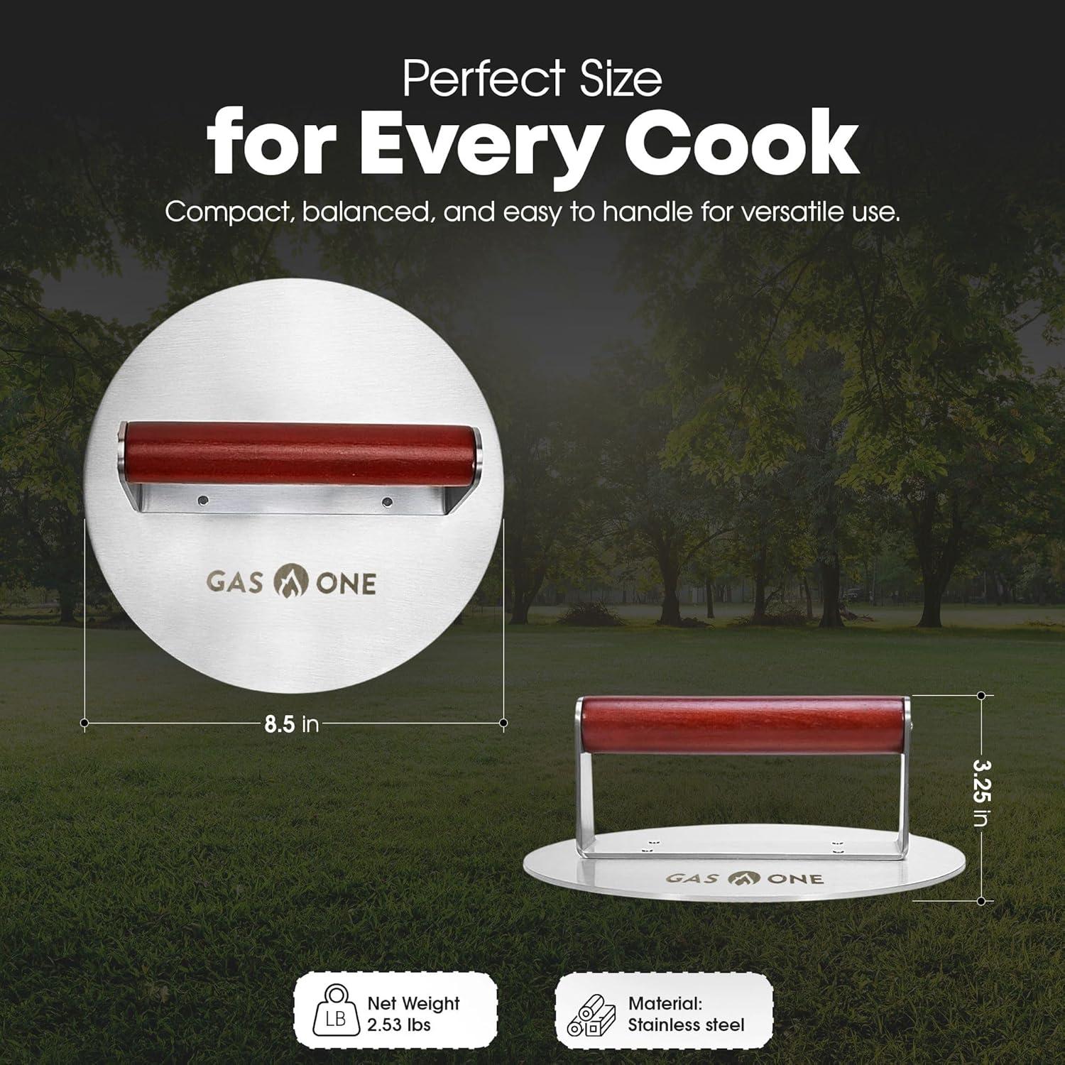 Prensa de Hamburguesas GasOne de Acero Inoxidable 21.6 cm