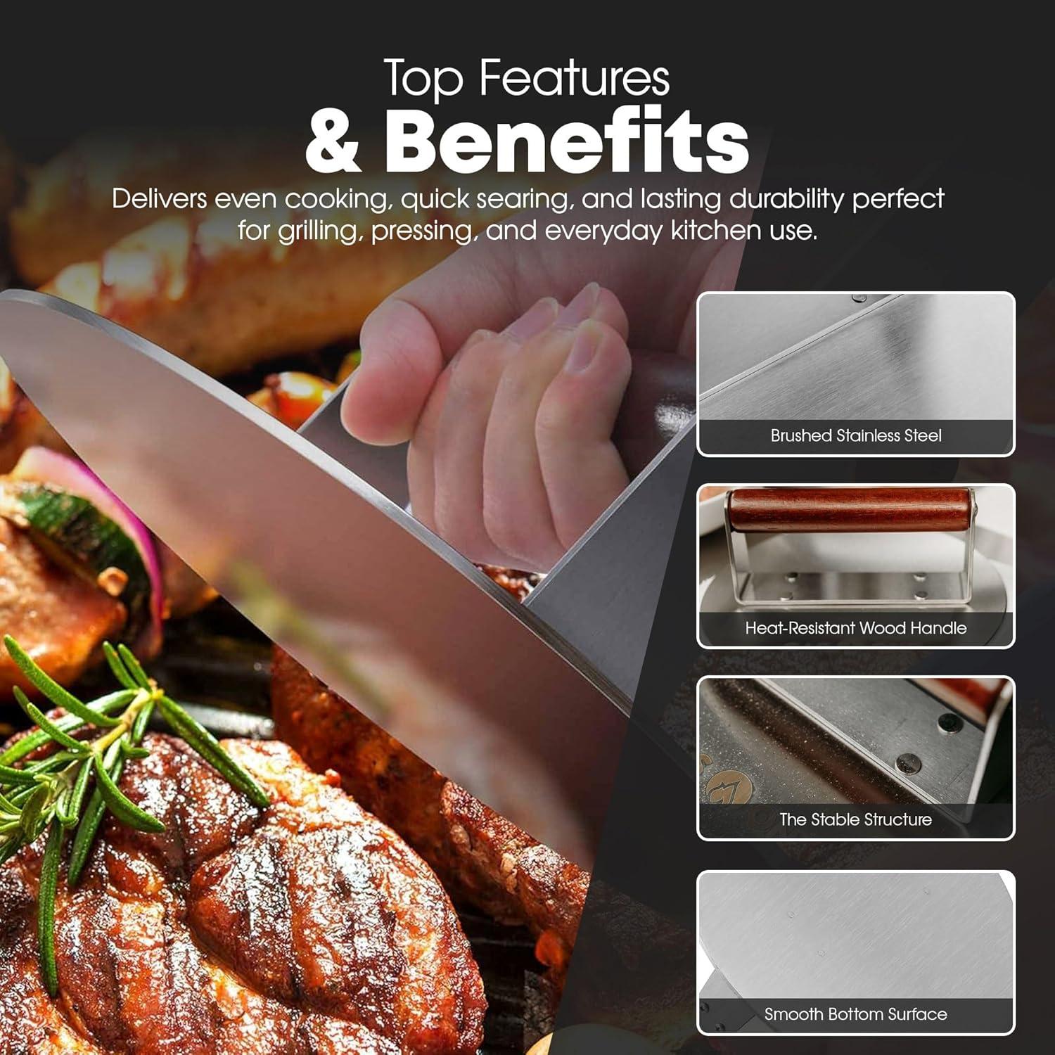 Prensa de Hamburguesas GasOne de Acero Inoxidable 21.6 cm