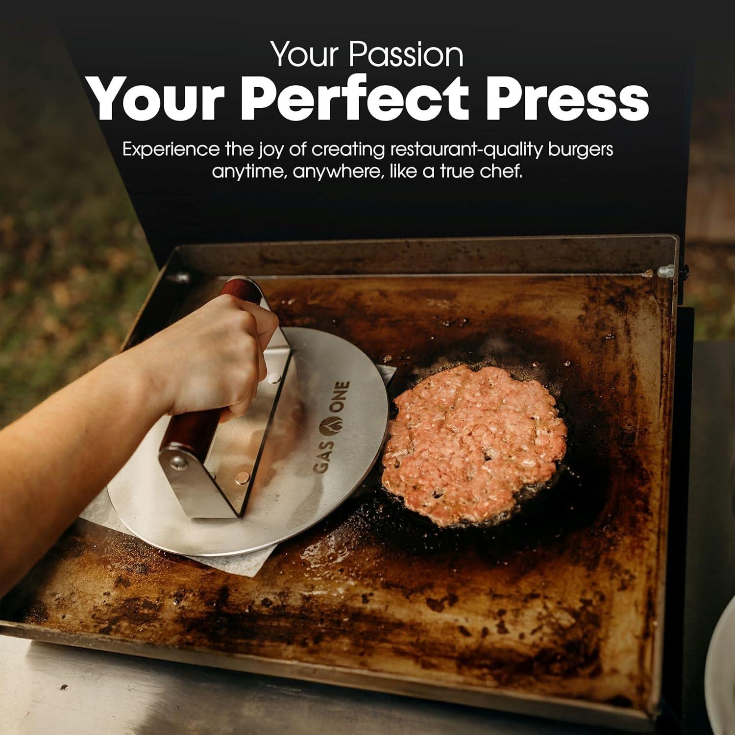 Prensa de Hamburguesas GasOne de Acero Inoxidable 21.6 cm