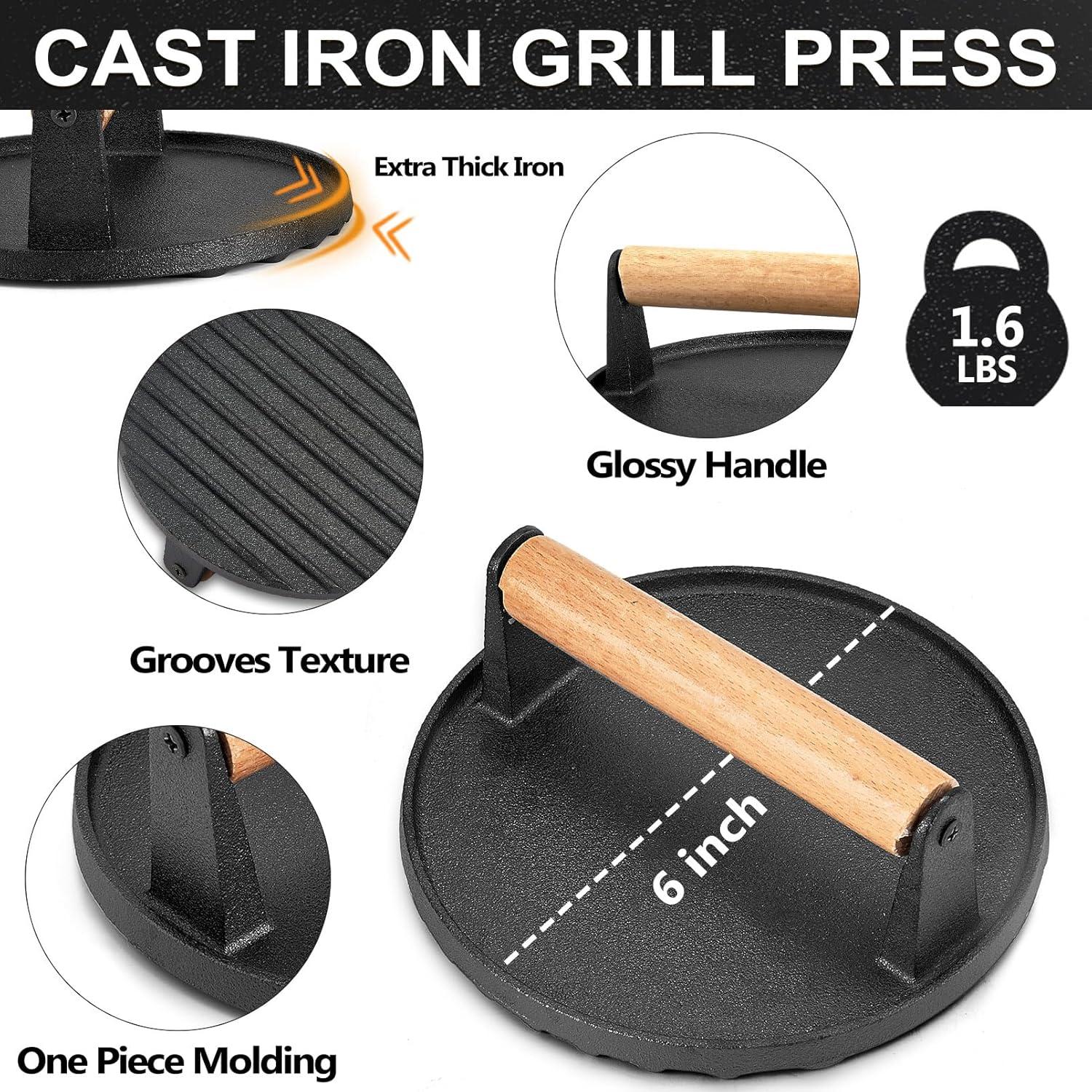 Cubiertas de Basting Joyfair 15.24 cm + Prensa Hamburguesas