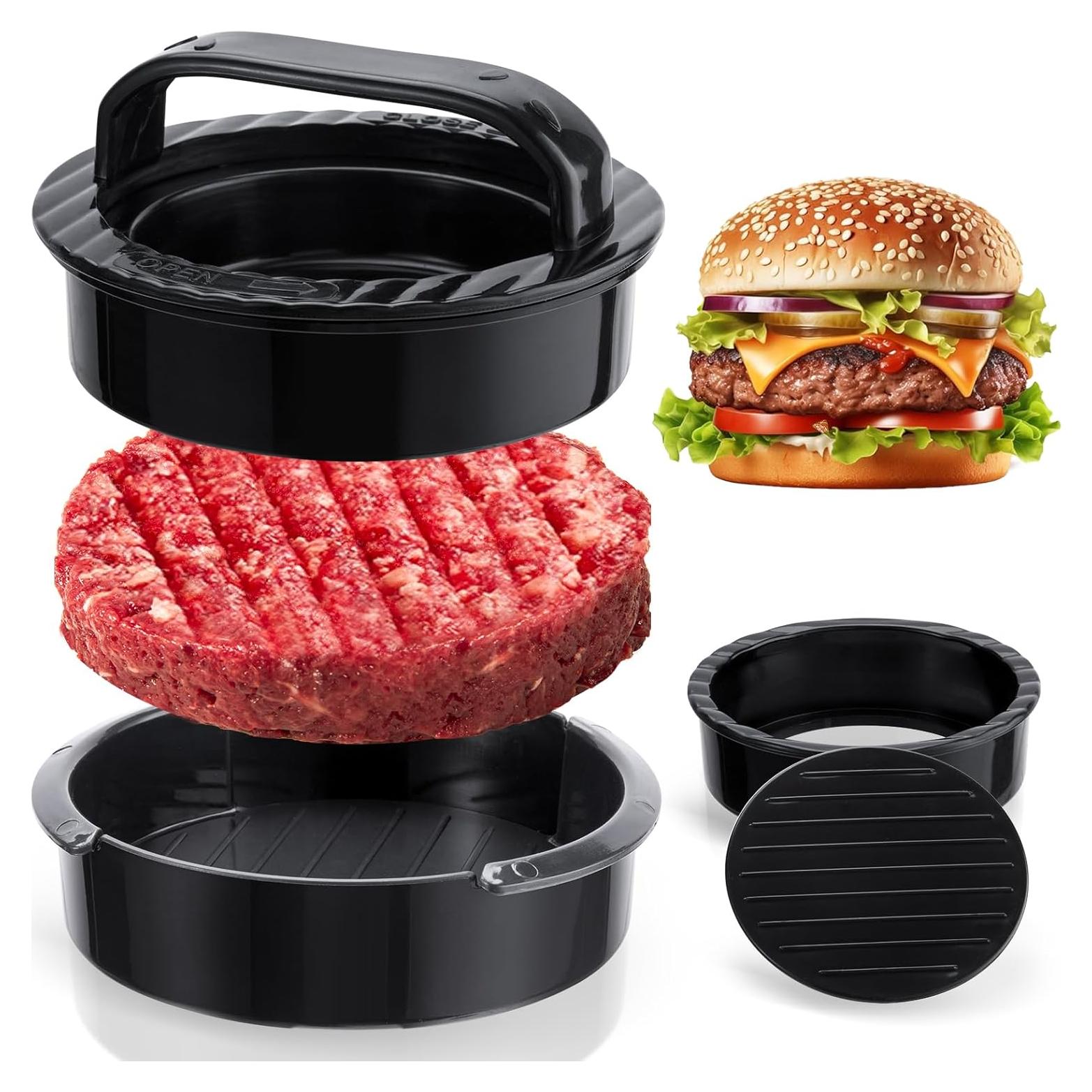 Prensa de Hamburguesa 3-en-1 Execent Antiadherente - Negro