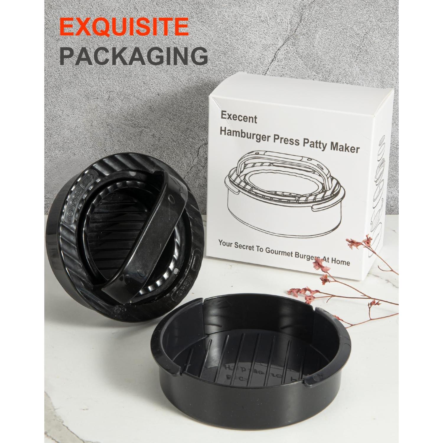 Prensa de Hamburguesa 3-en-1 Execent Antiadherente - Negro