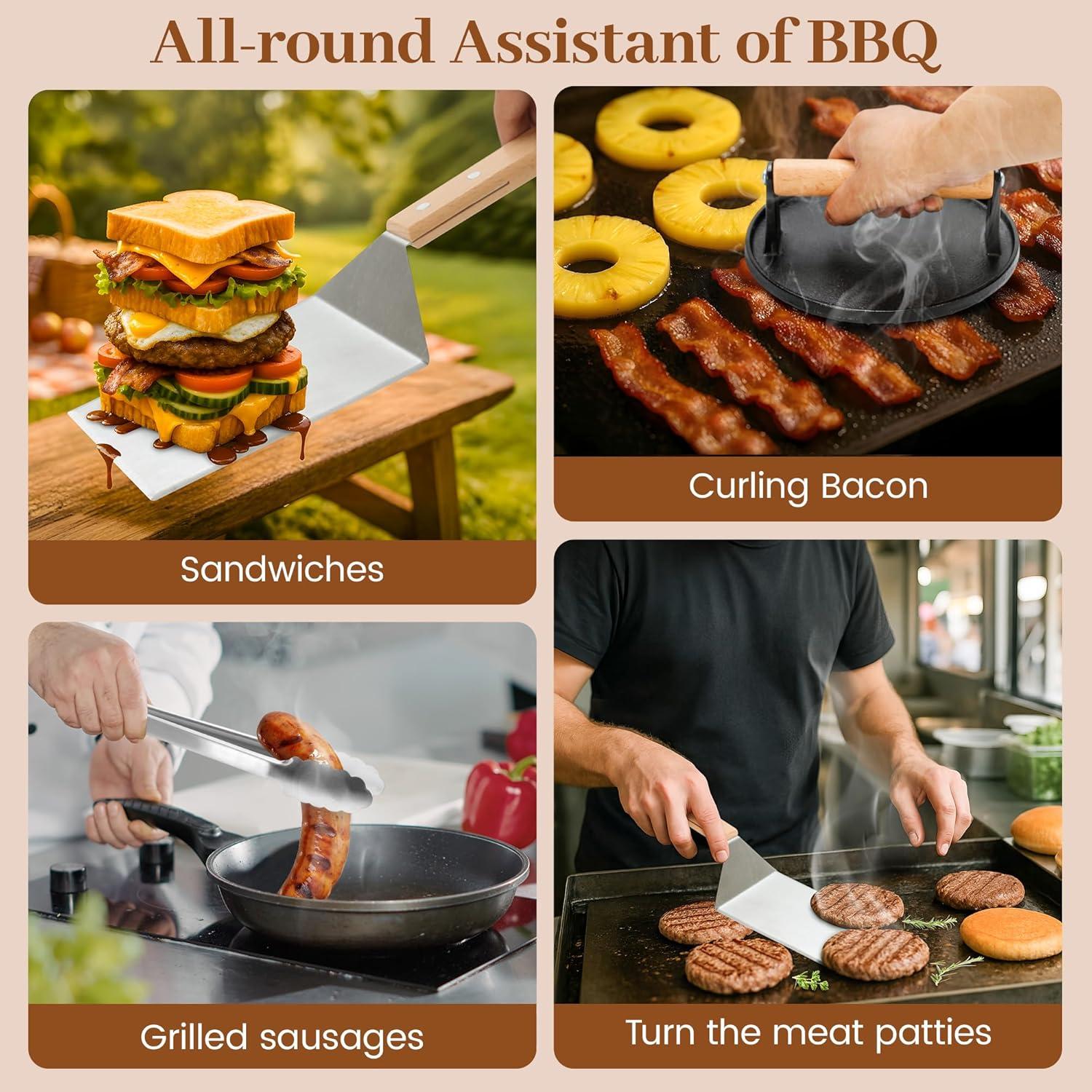 Kit de Prensa para Hamburguesas Eoufore - Hierro Fundido 3 Piezas