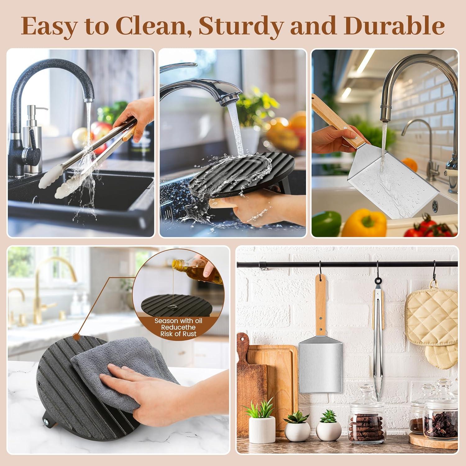 Kit de Prensa para Hamburguesas Eoufore - Hierro Fundido 3 Piezas