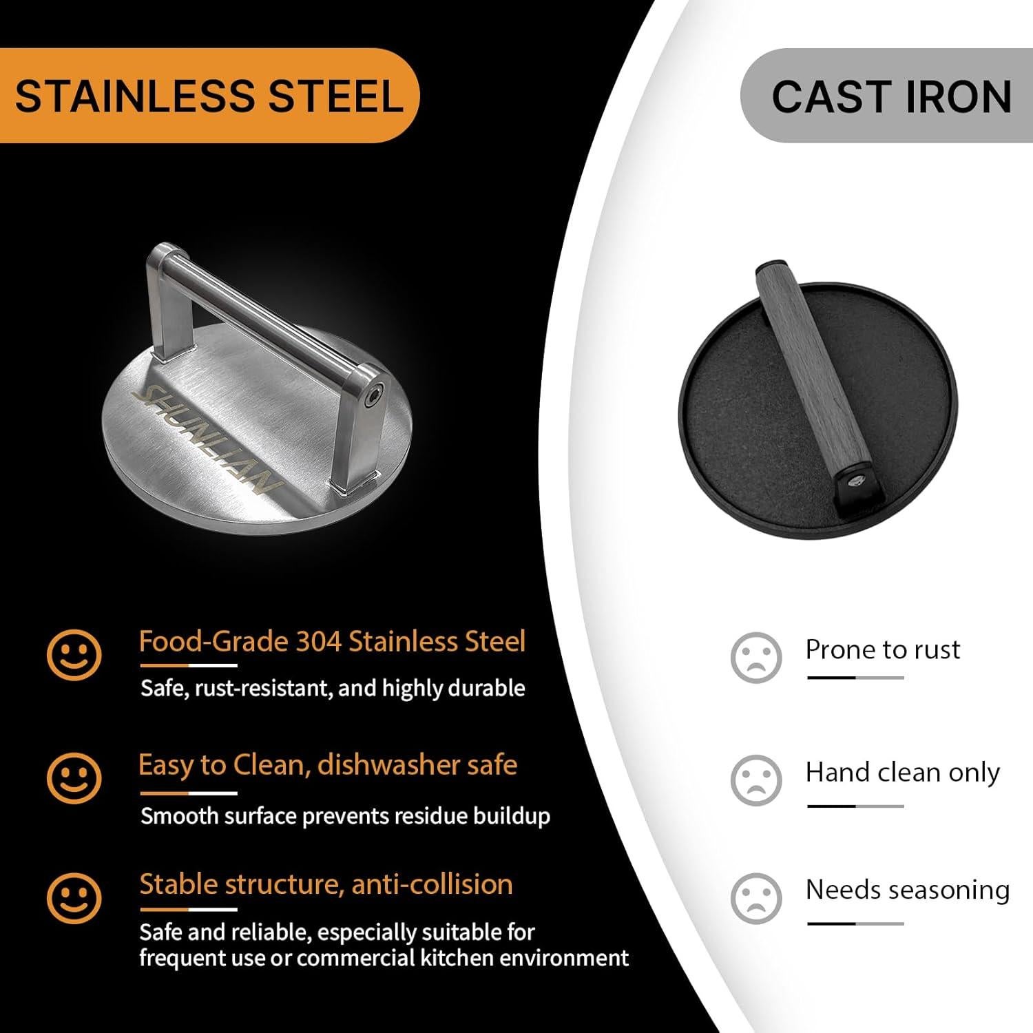 Prensa de Hamburguesas SHUNLIAN 1.4KG Acero Inoxidable 15.24CM