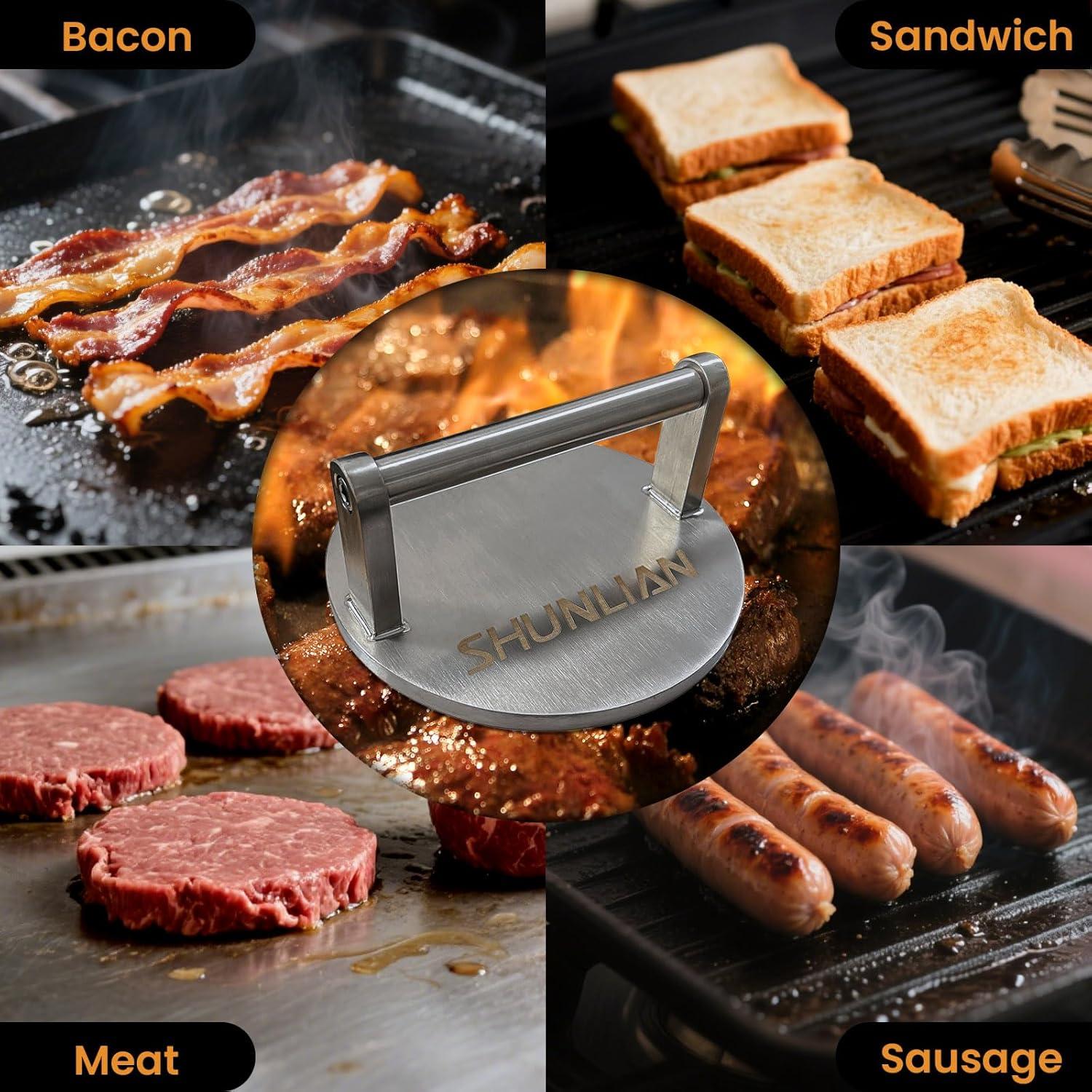 Prensa de Hamburguesas SHUNLIAN 1.4KG Acero Inoxidable 15.24CM