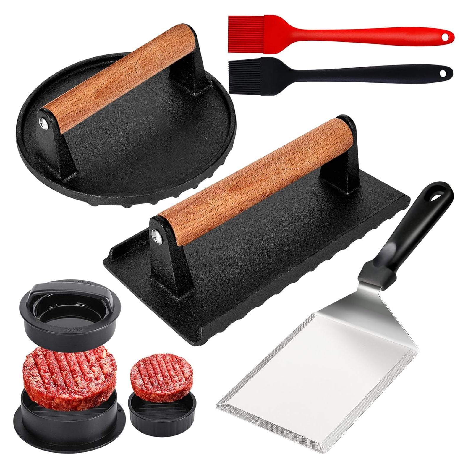 Juego de Prensa para Hamburguesas Vynpidu 6PCS Hierro Fundido